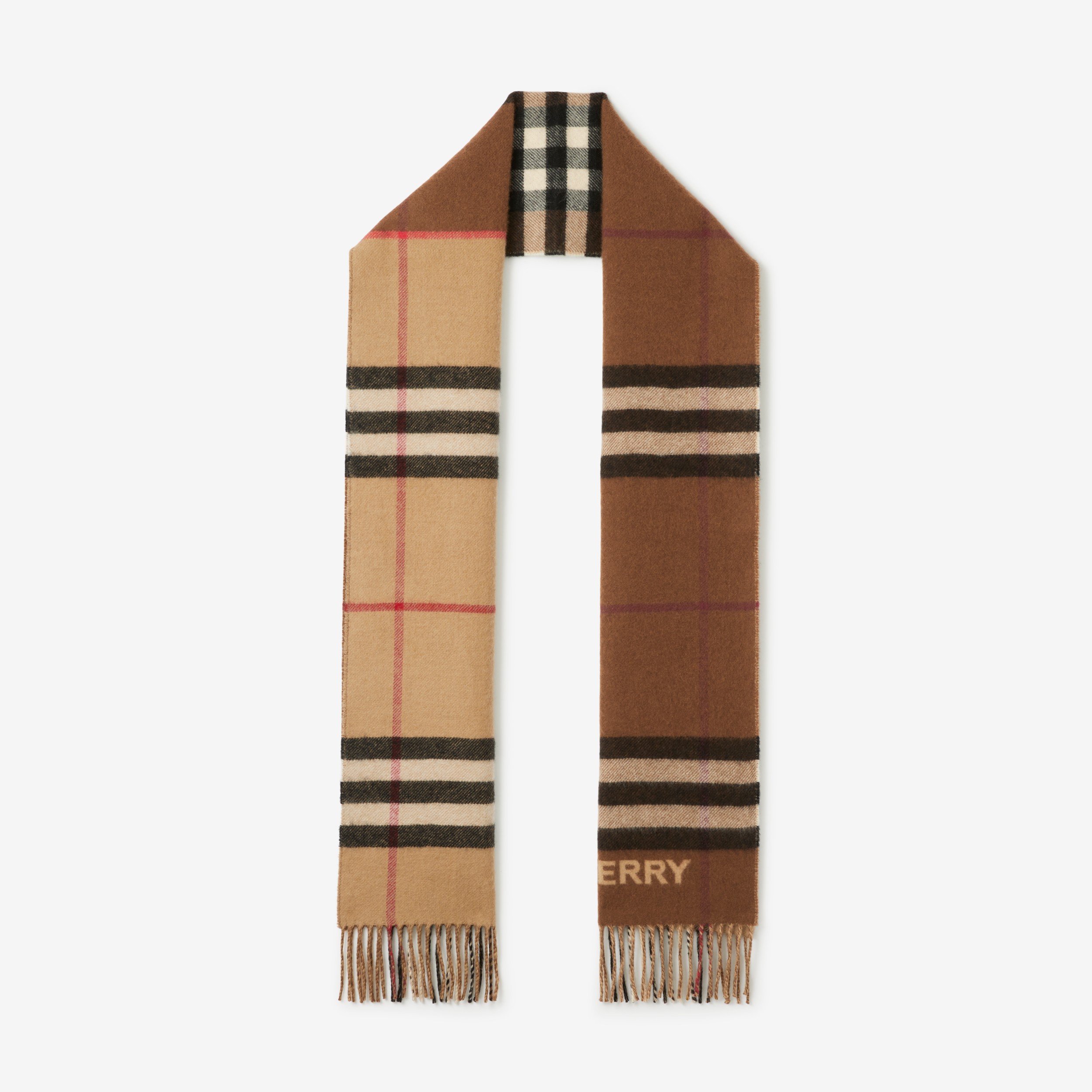 Contrast Check Cashmere Scarf in Archive Beige/birch Brown | Burberry®  Official
