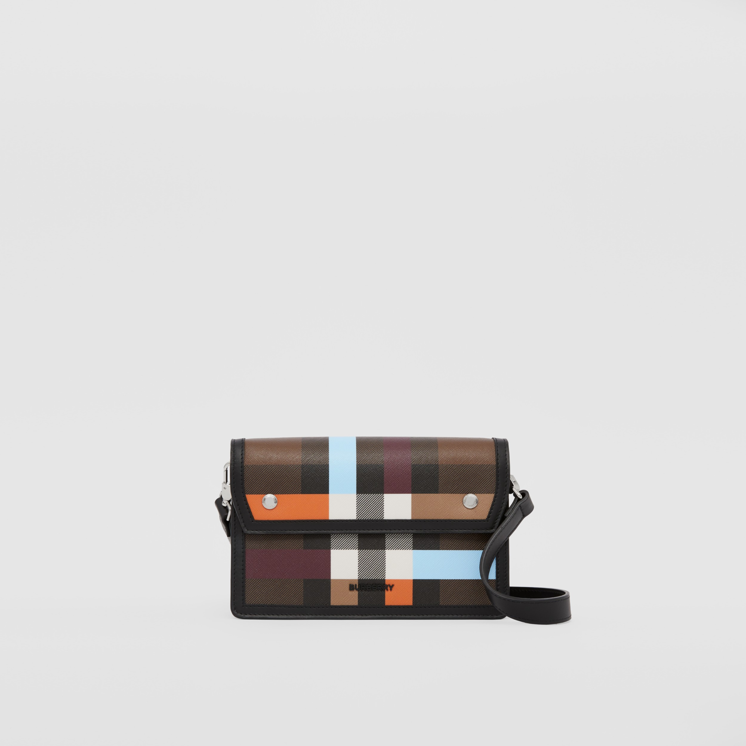 Check and Leather Crossbody Bag in Dark Birch Brown - Men | Burberry®  Official