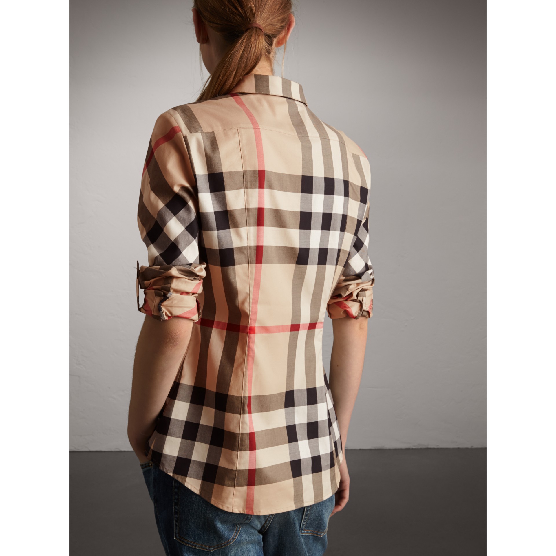 Stretch-Cotton Check Shirt in New Classic - Women | Burberry United States