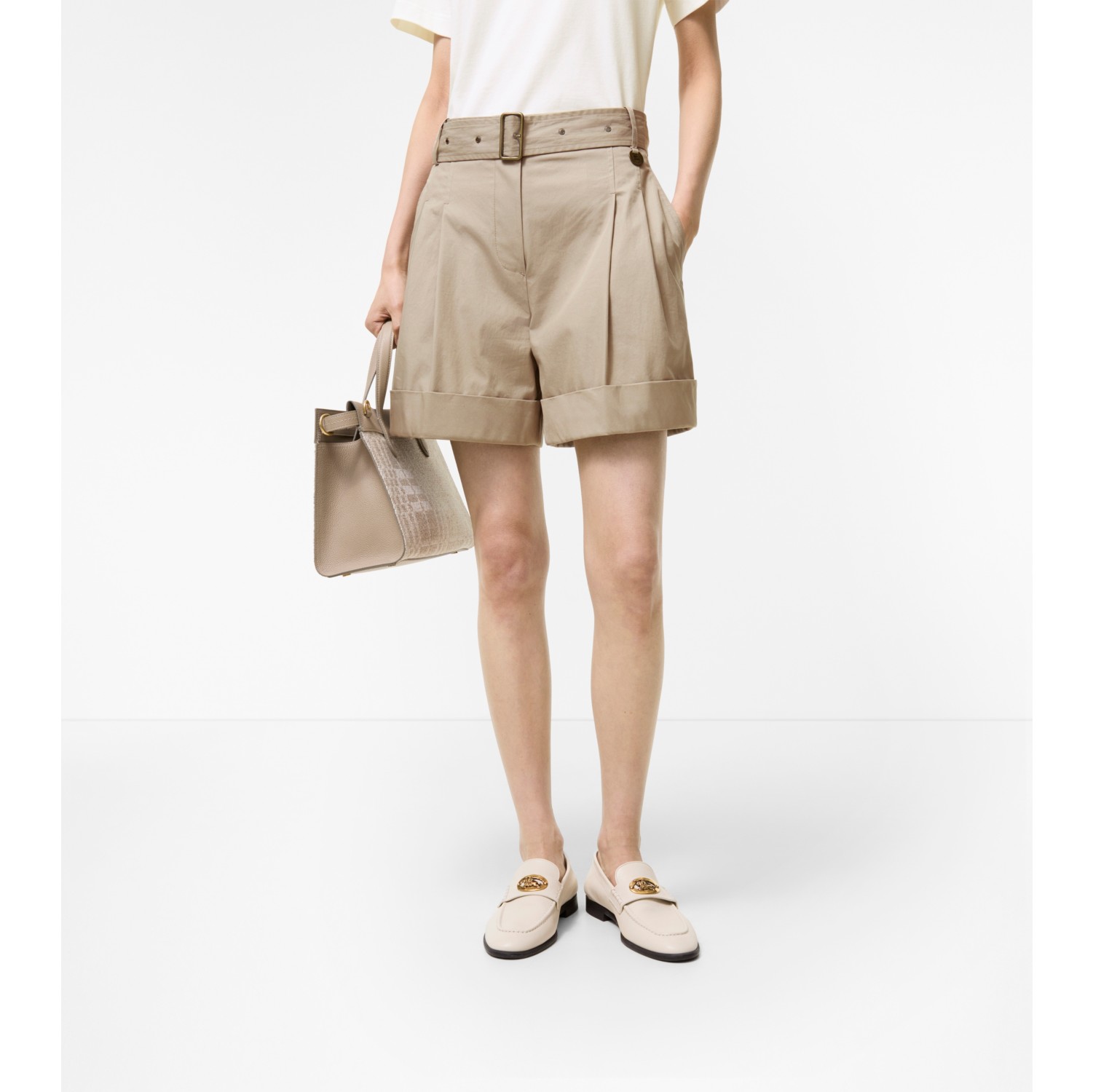 Belted Tropical Gabardine Shorts