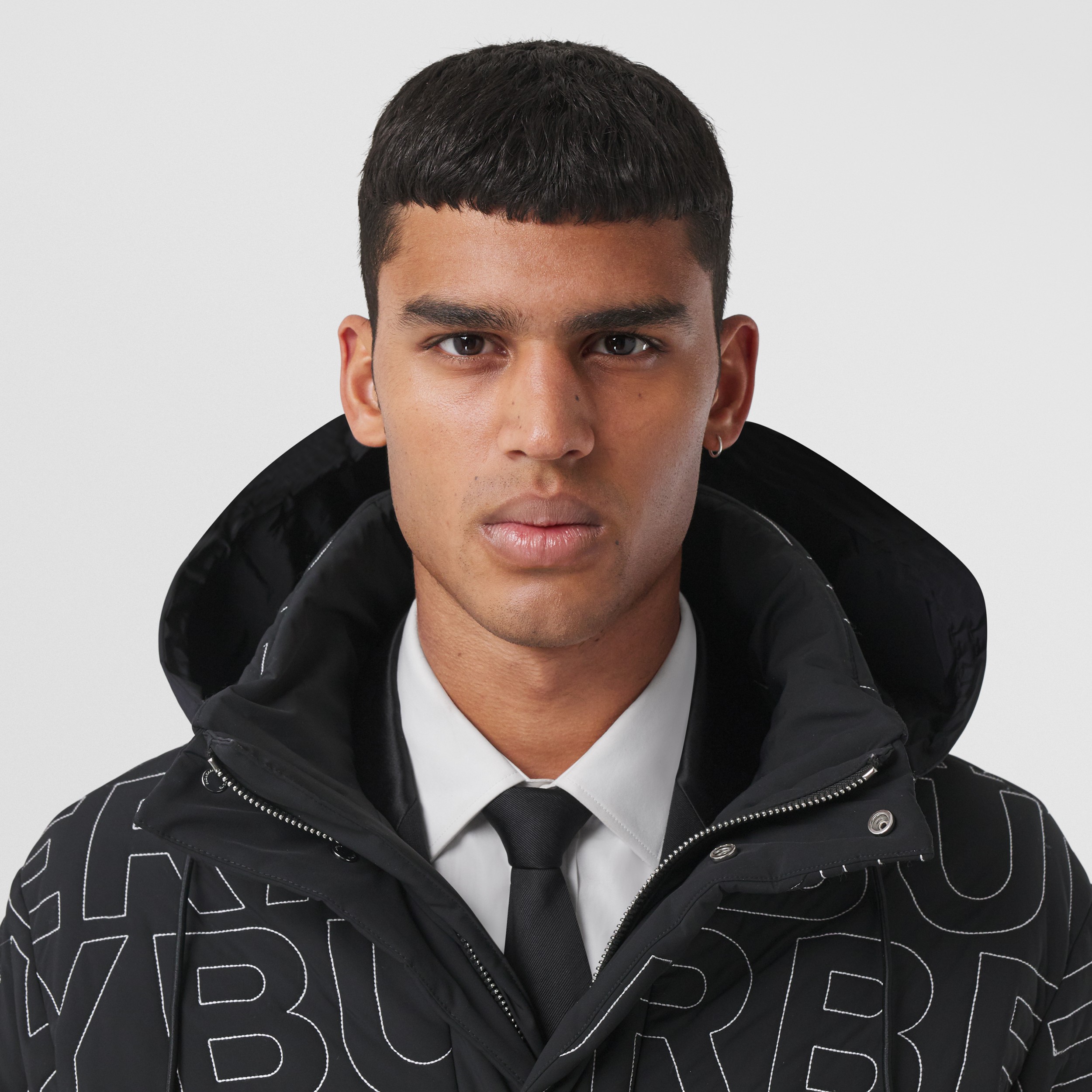 Embroidered Logo Packaway Hood Stretch Nylon Jacket in Black - Men | Burberry® Official - 2
