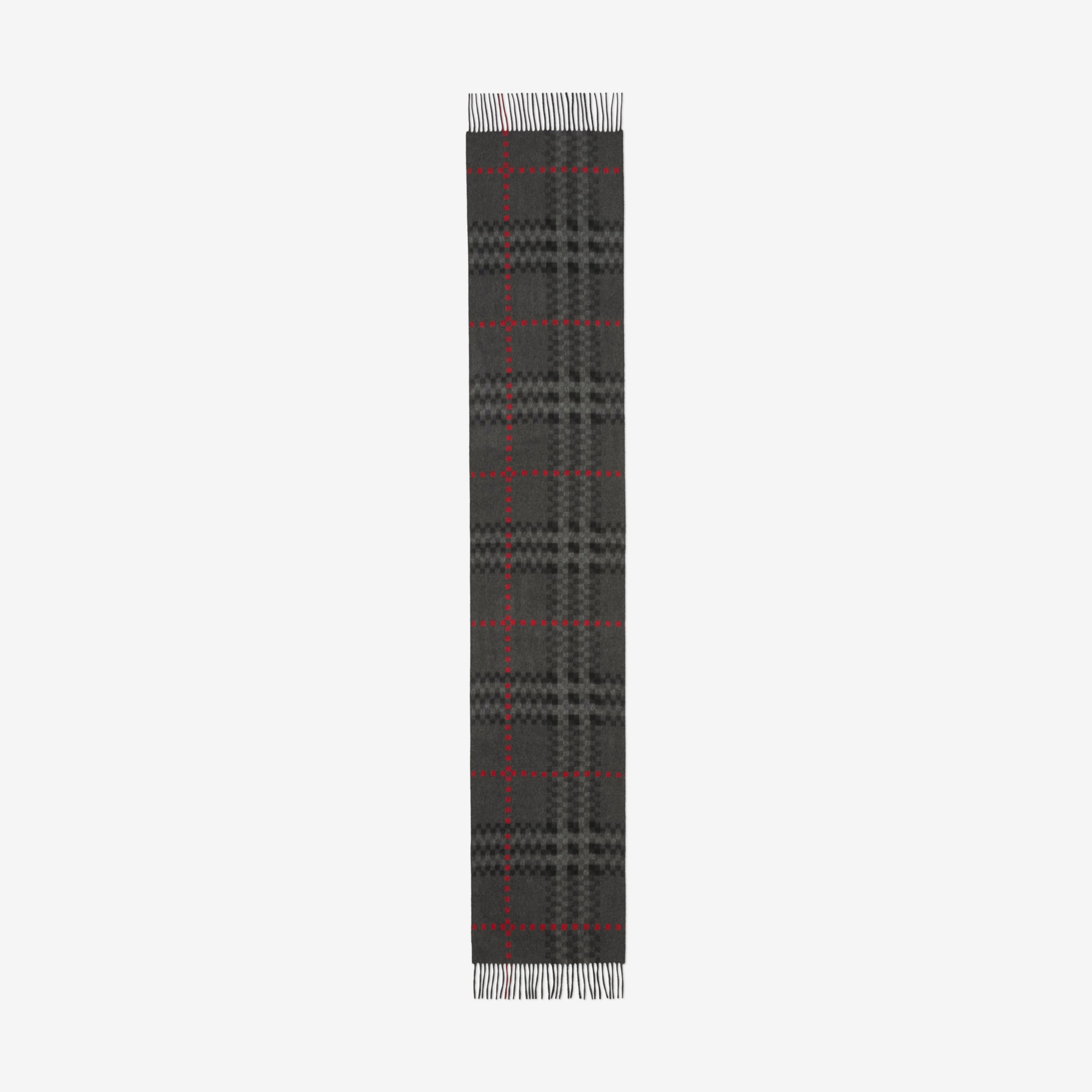 Pixel Check Cashmere Scarf in Charcoal | Burberry® Official - 4