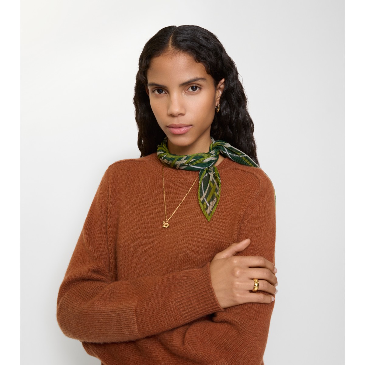  Check Belt Silk Chiffon Scarf