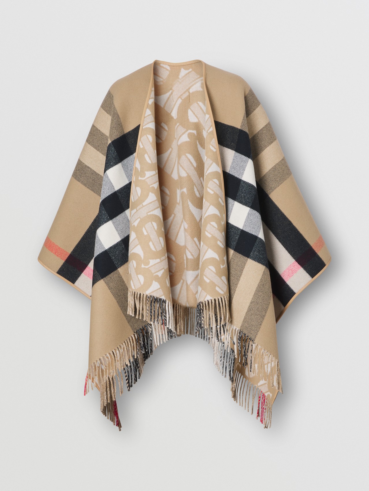 Reversible Monogram Wool Cashmere Jacquard Cape in Archive Beige