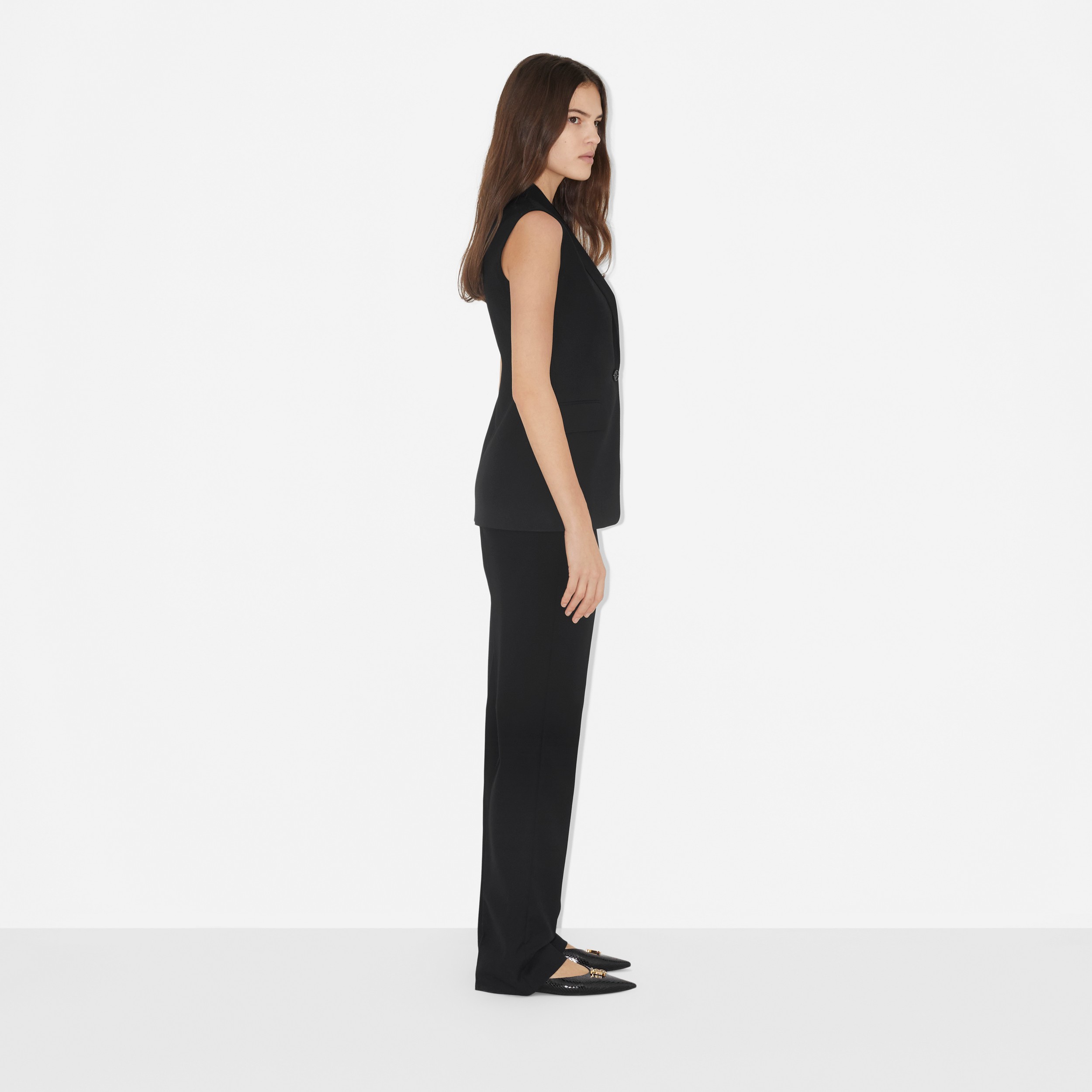 Custom Fit Monogram Motif Wool Tailored Trousers in Black - Women | Burberry® Official - 3