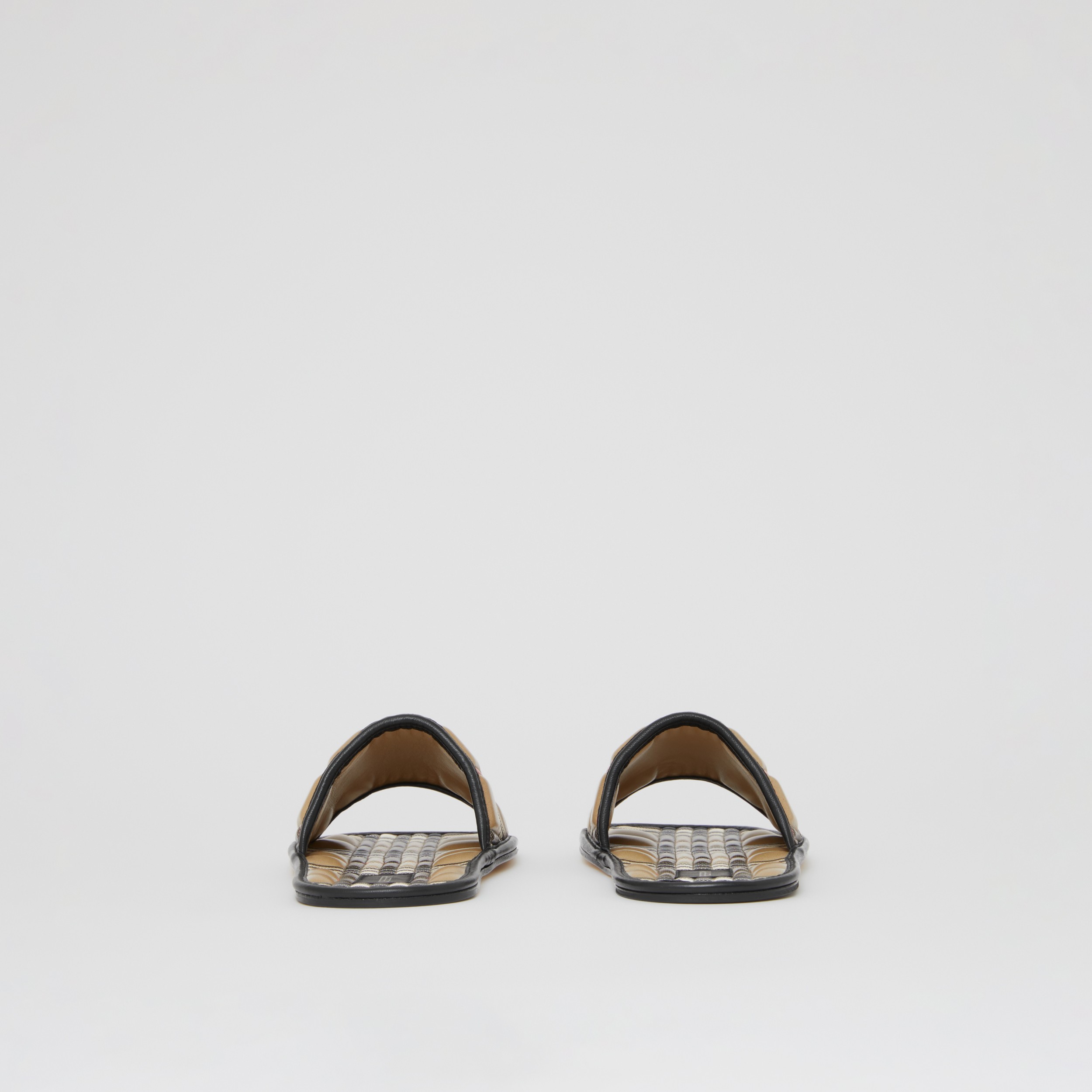tan quilted slides