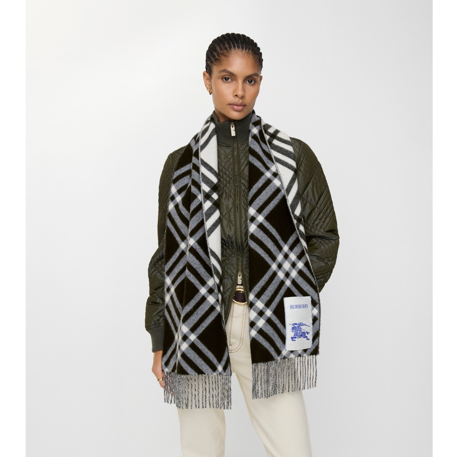 Check Cashmere Scarf in Black | Burberry® Official