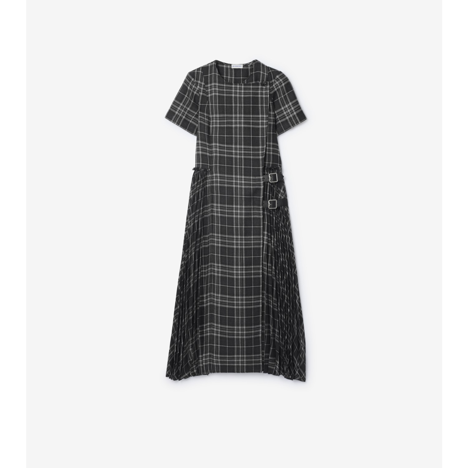 Check Wool Blend Kilt Dress