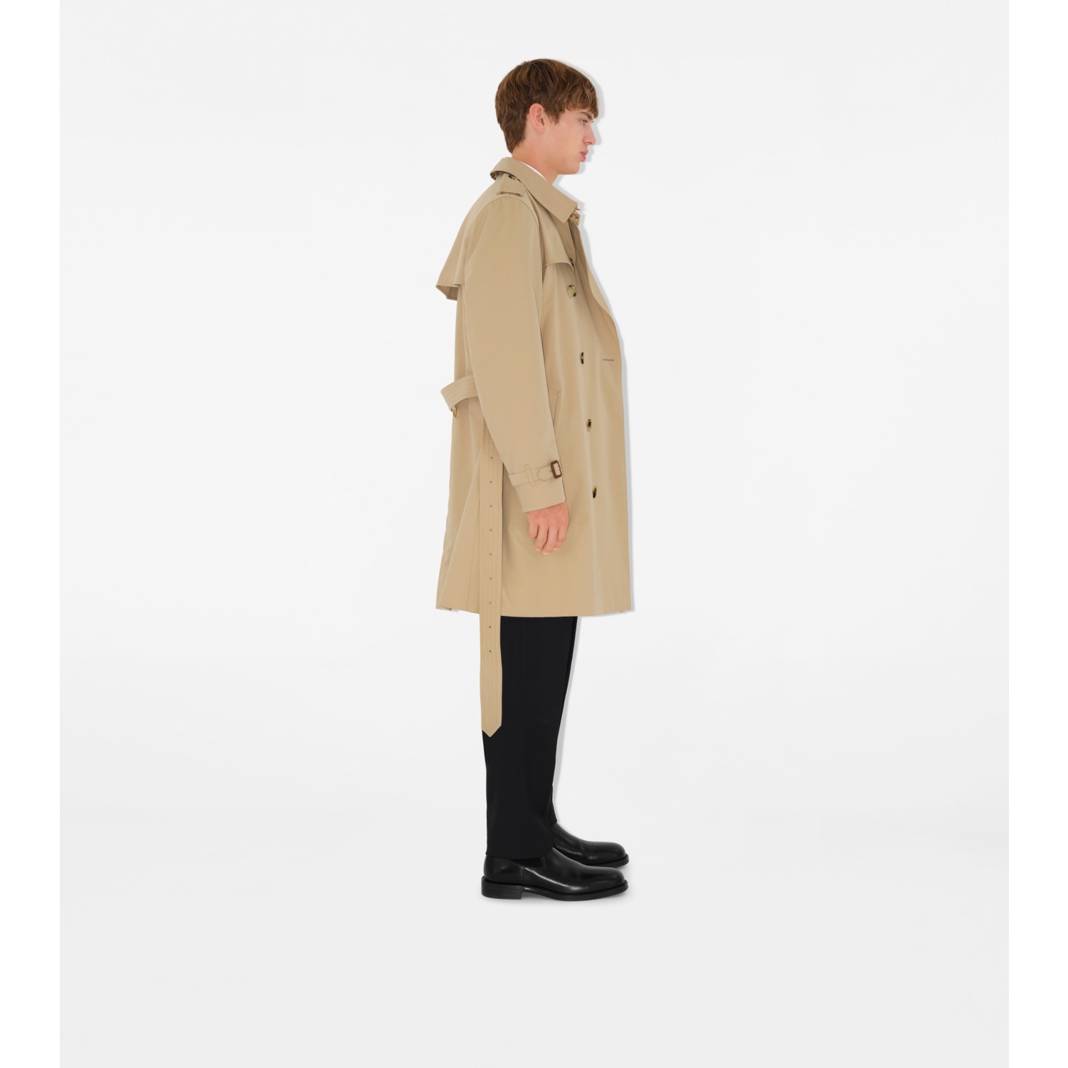 Mid length Kensington Heritage Trench Coat in Honey Men Cotton Gabardine Burberry Official