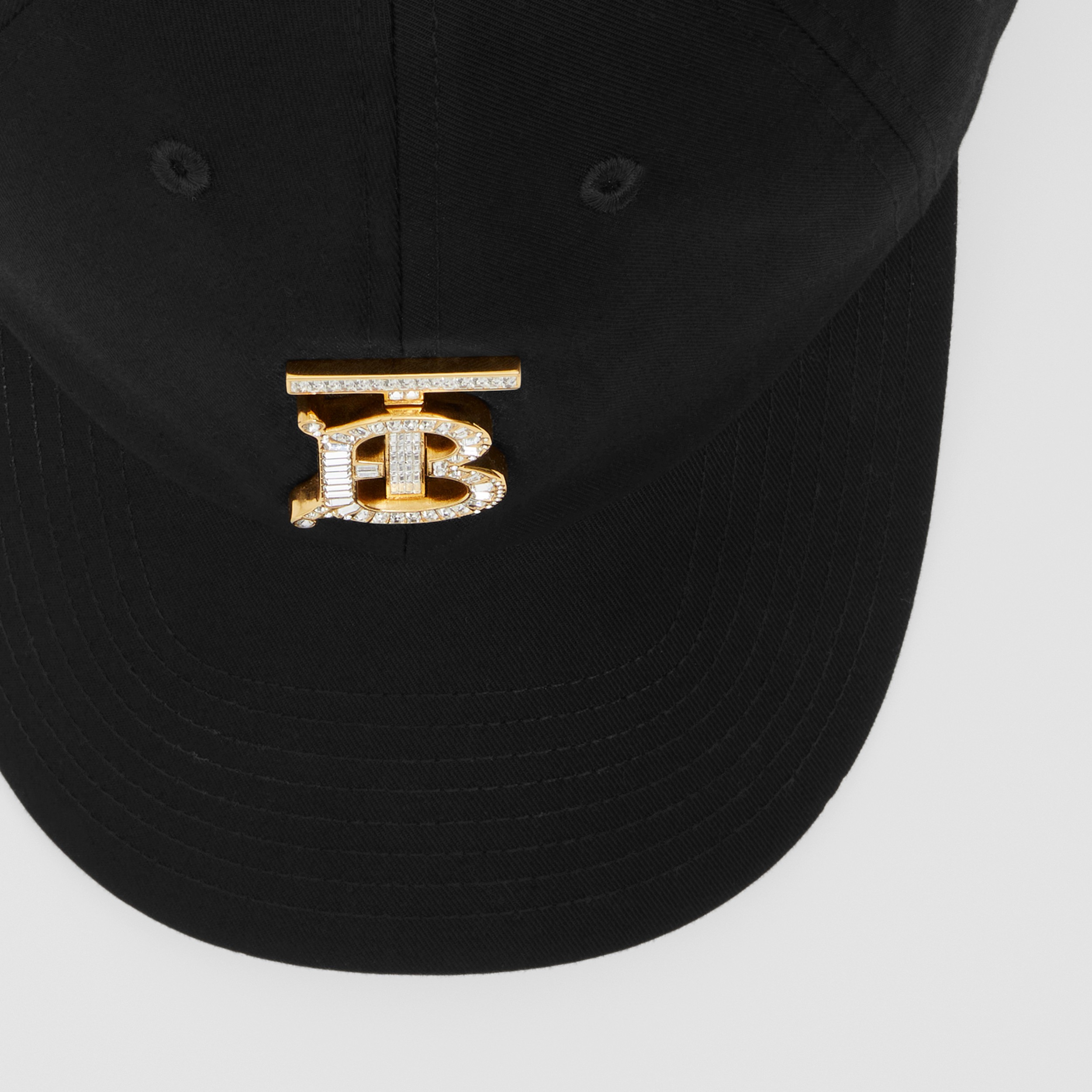 Crystal Monogram Motif Cotton Baseball Cap in Black | Burberry® Official - 4