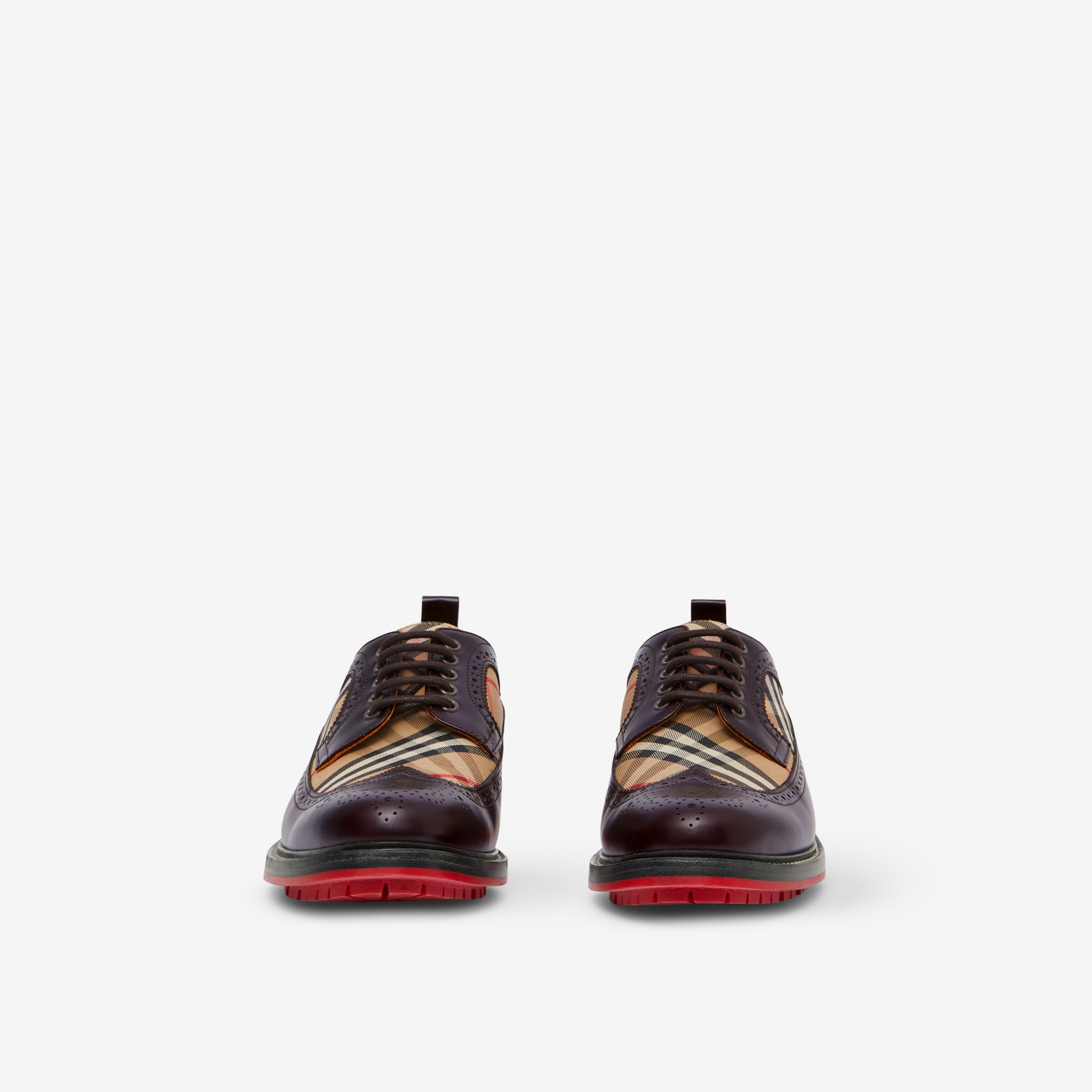 Vintage 格纹裁片皮革德比鞋 (混合驼色) - 男士 | Burberry® 博柏利官网 - 2