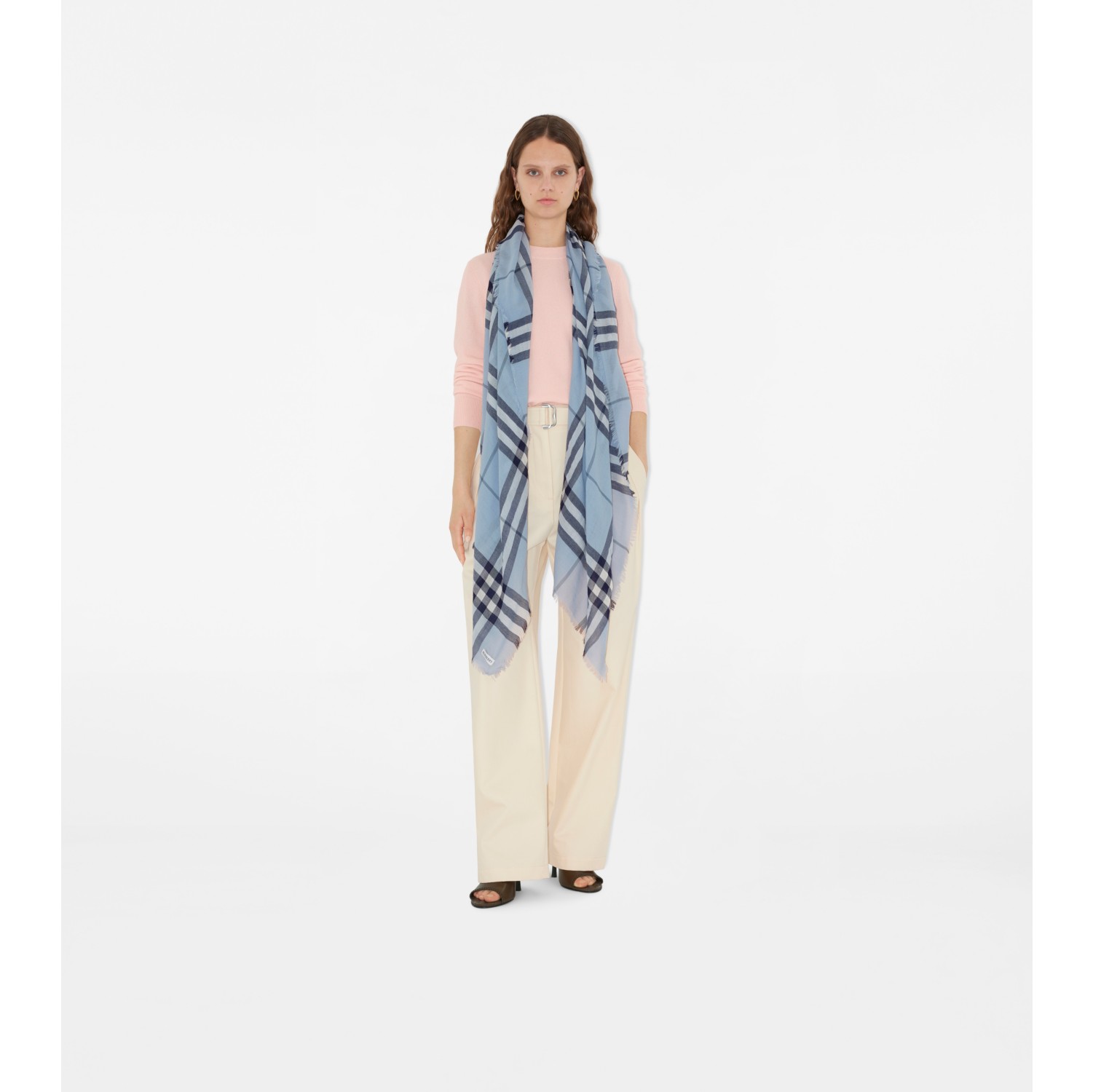 Écharpe large en laine Check