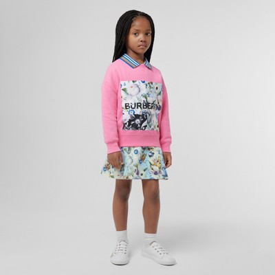 Montage Print Cotton Sweatshirt in Bubblegum Pink | Burberry® Official