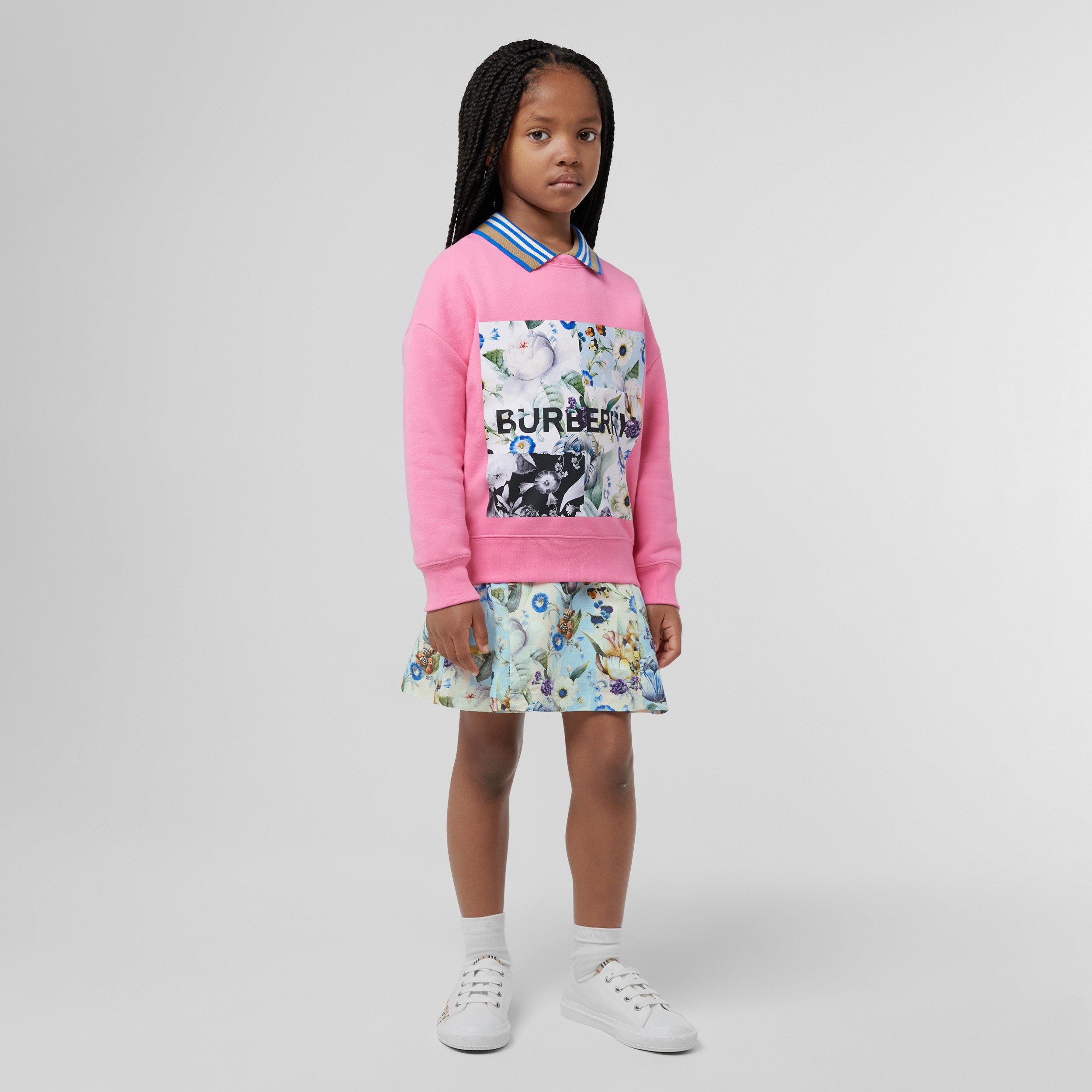 Montage Print Cotton Sweatshirt in Bubblegum Pink - Girl | Burberry® Official - 3