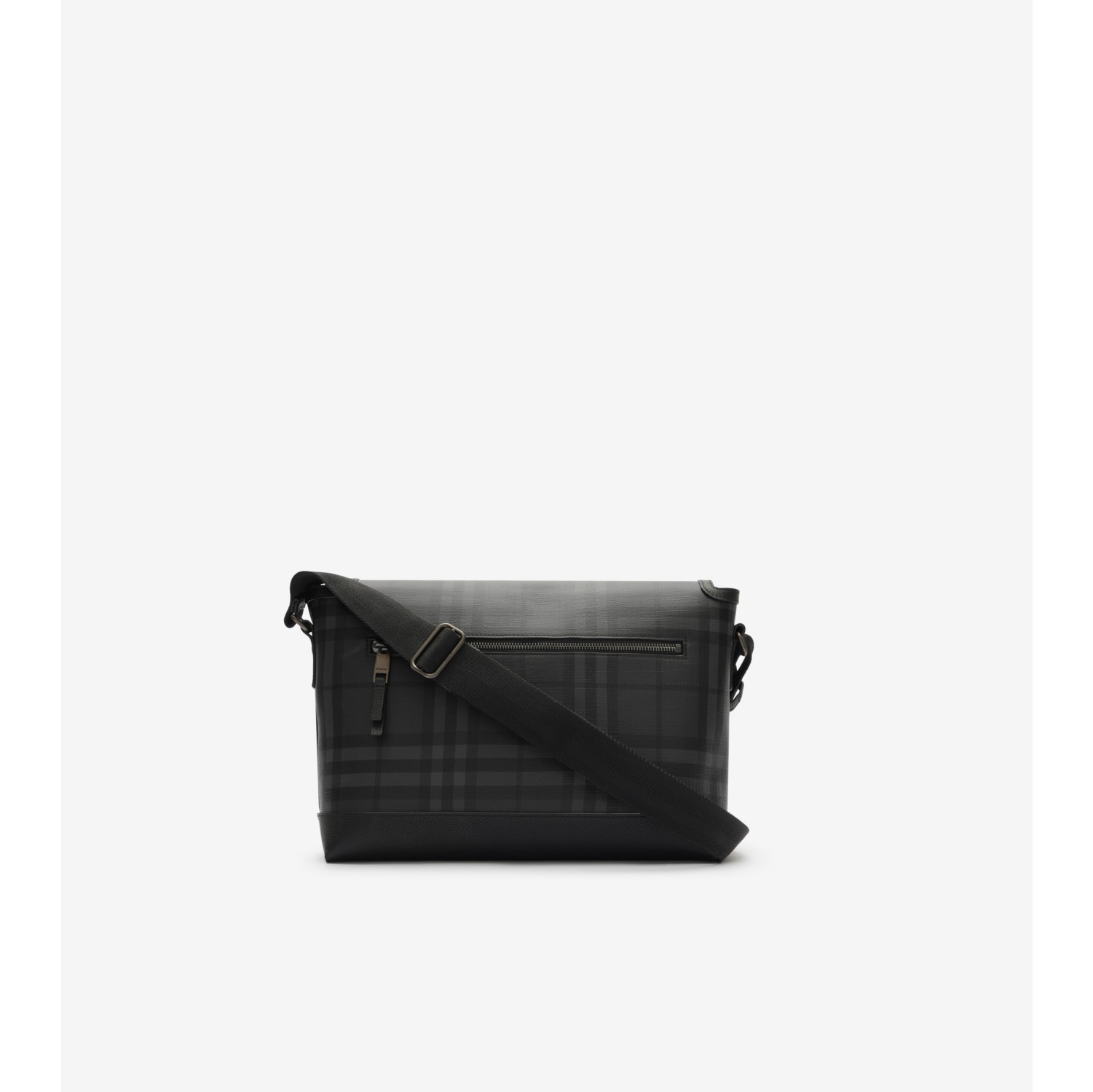 Medium City Check Clip Messenger Bag in Iron grey - Men, Cotton