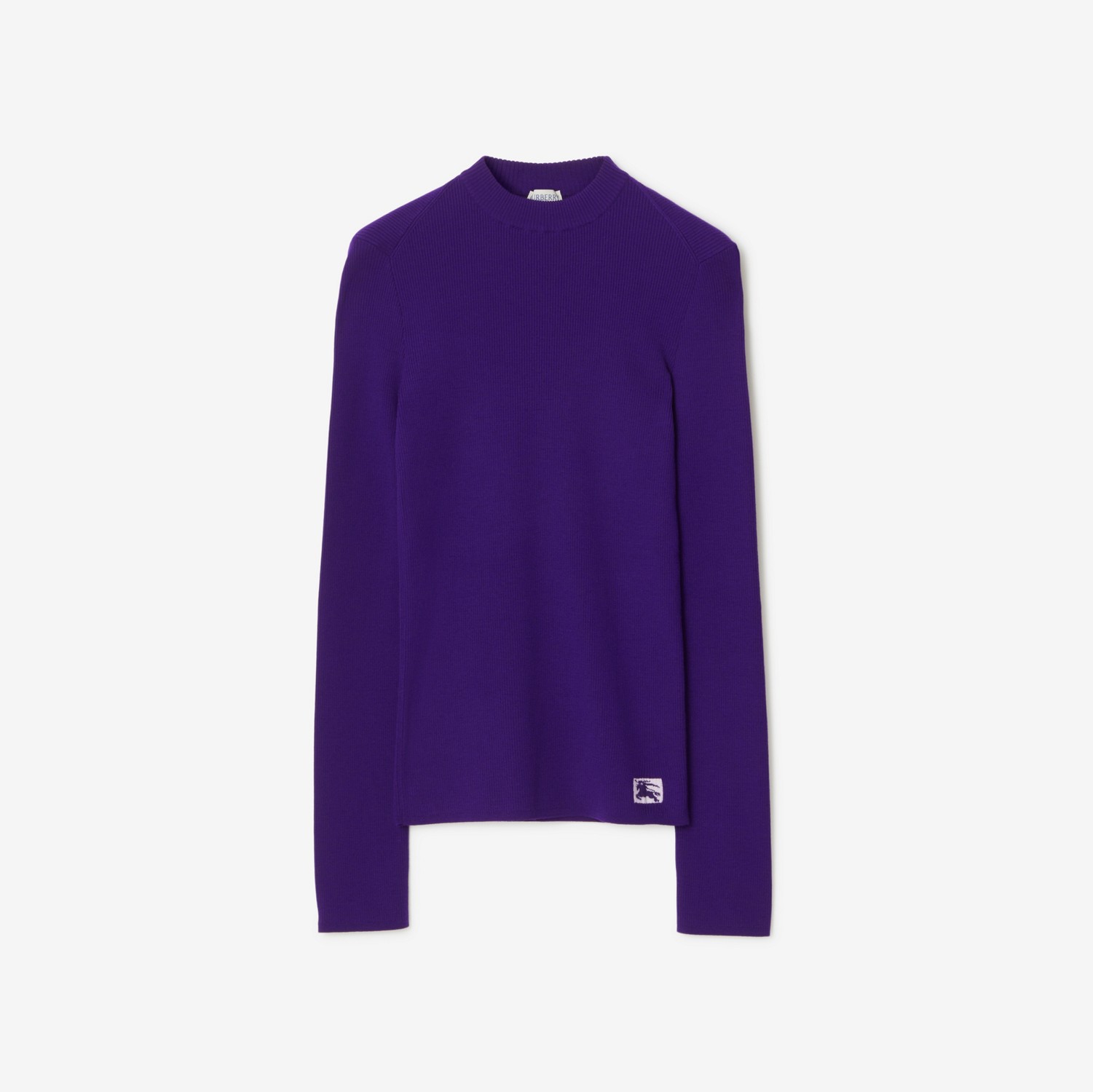 马术骑士徽标羊毛混纺针织衫 (皇室紫) - 女士 | Burberry® 博柏利官网