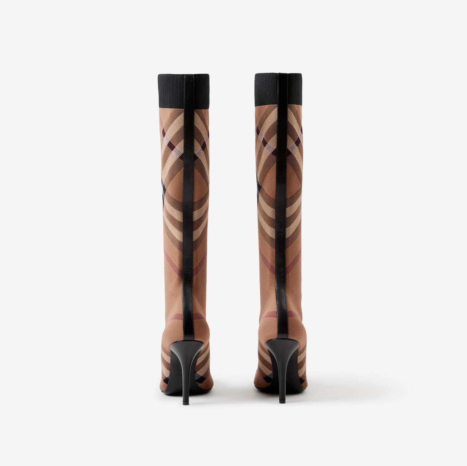 Botas estilo meia de malha xadrez (Marrom Bétula) - Mulheres | Burberry® oficial