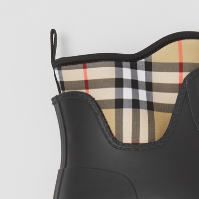 vintage check neoprene and rubber rain boots