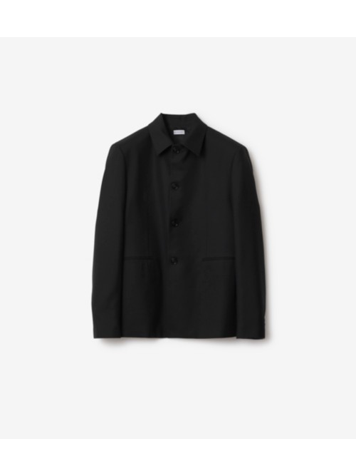 Shop Burberry Wool Tailored Jacket In Black