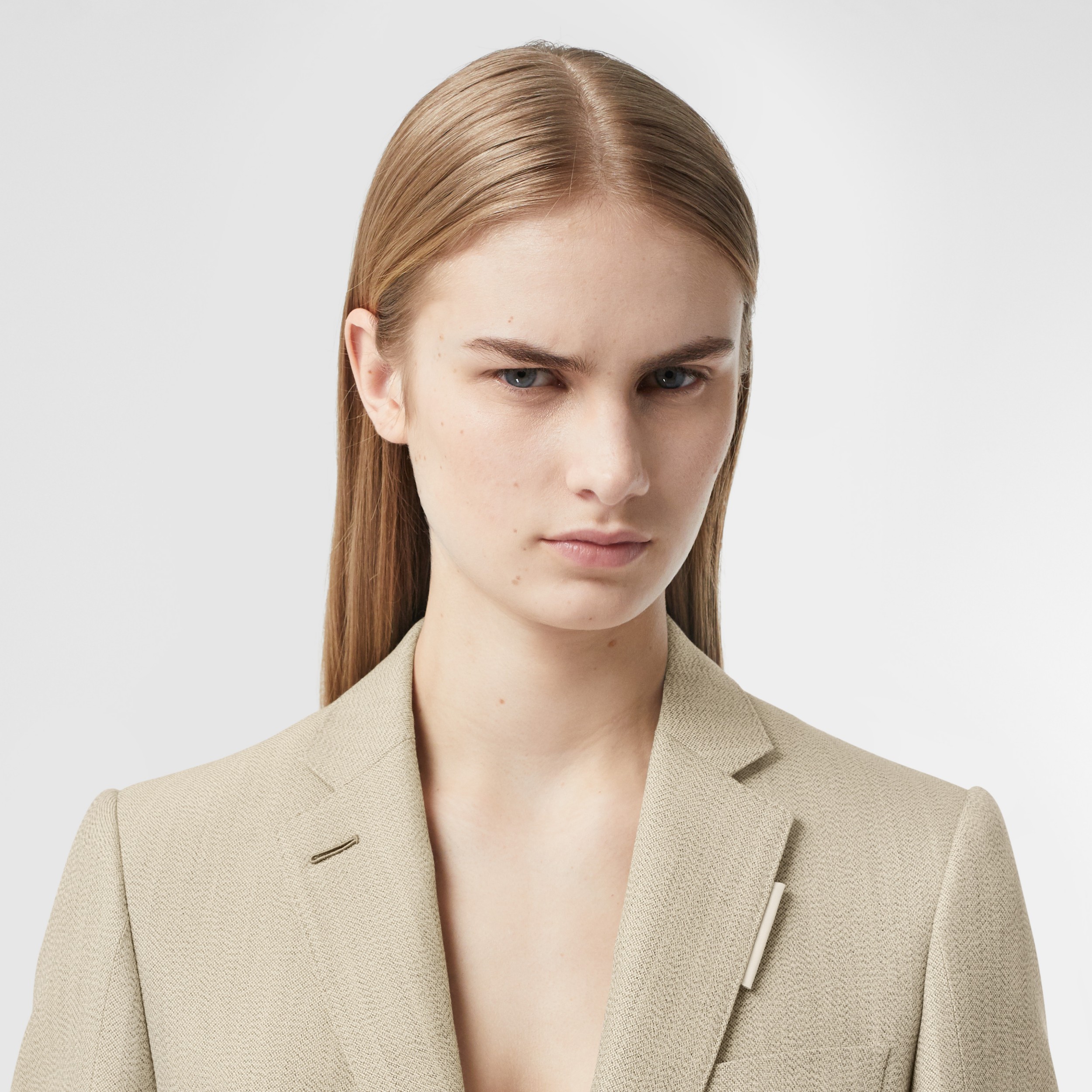 Cutout Detail Technical Wool Blazer in Grey Women Burberry United