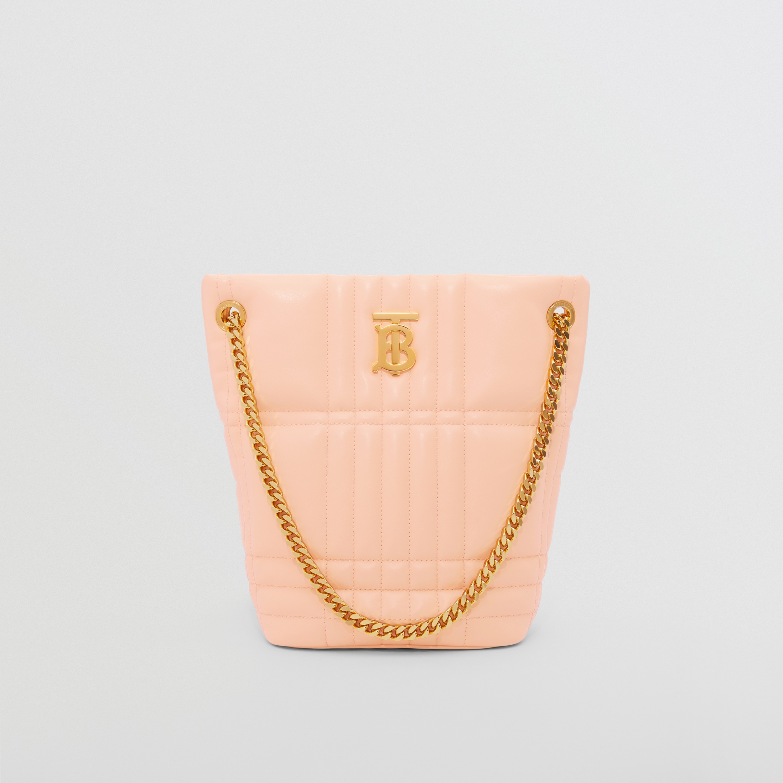 Small Quilted Lambskin Lola Bucket Bag in Peach Pink - Women | Burberry® Official - 1