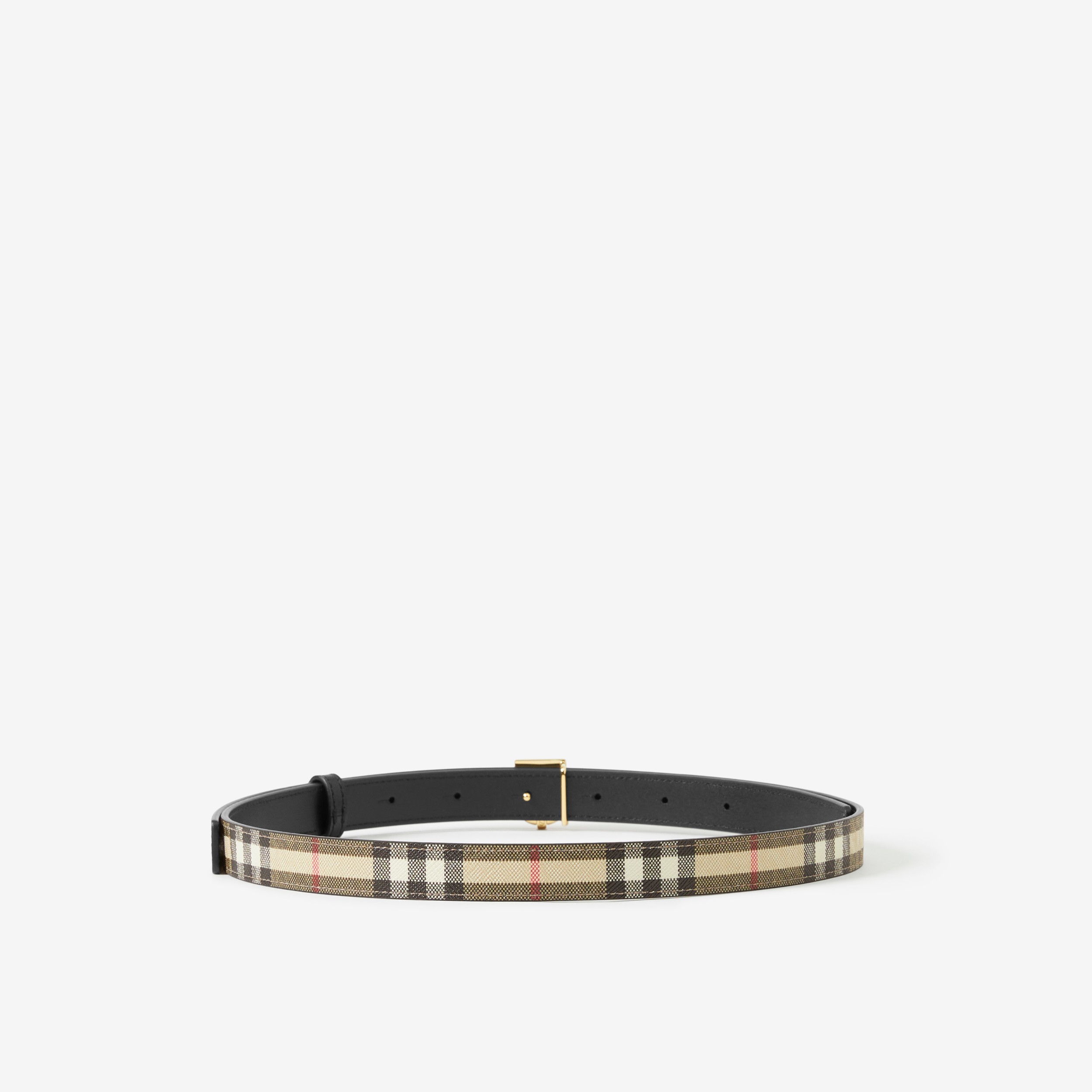 Check and Leather Reversible TB Belt in Archive Beige/black/gold - Women | Burberry® Official - 2