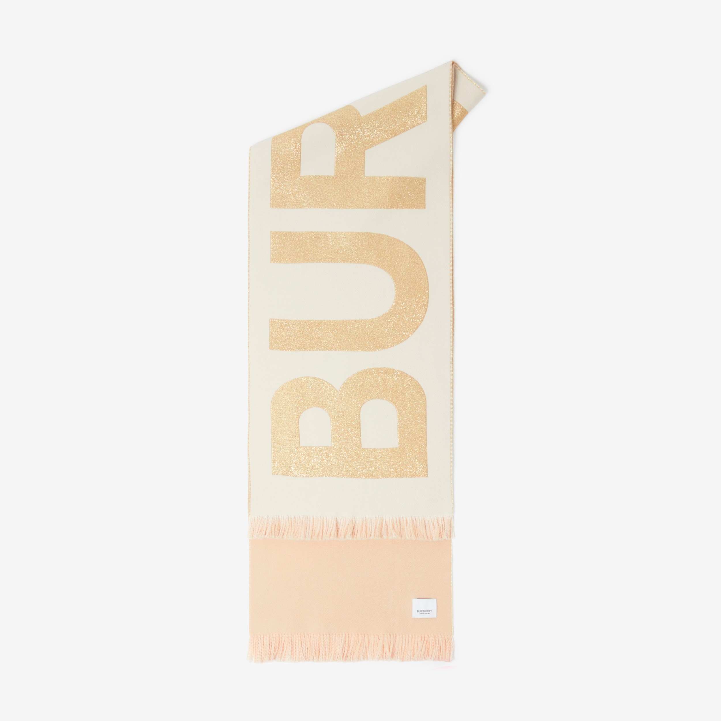 金银线徽标羊毛混纺围巾 (驼色 / 浅胭脂红) | Burberry® 博柏利官网 - 2
