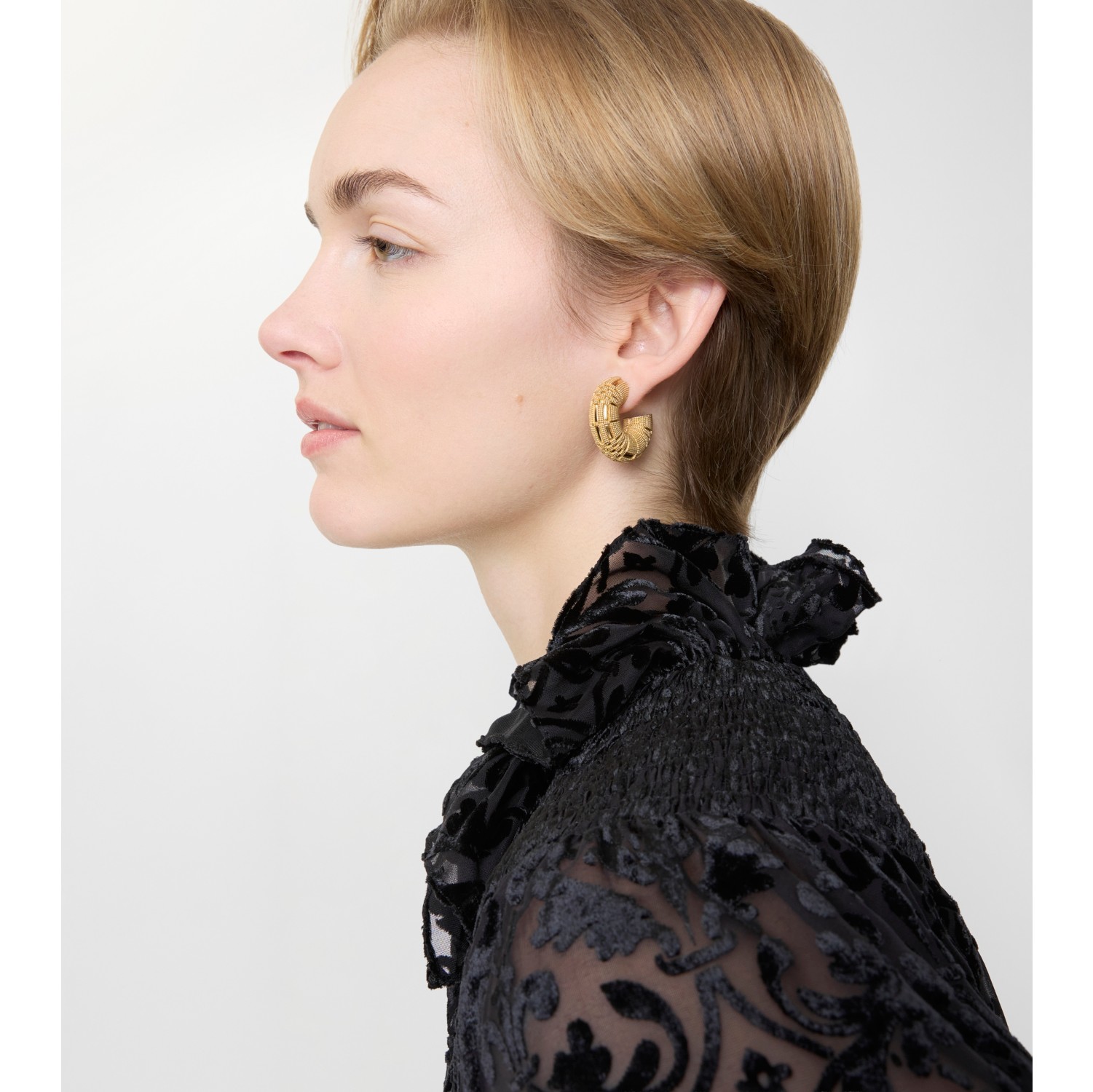 Check Granulation Hoop Earrings​