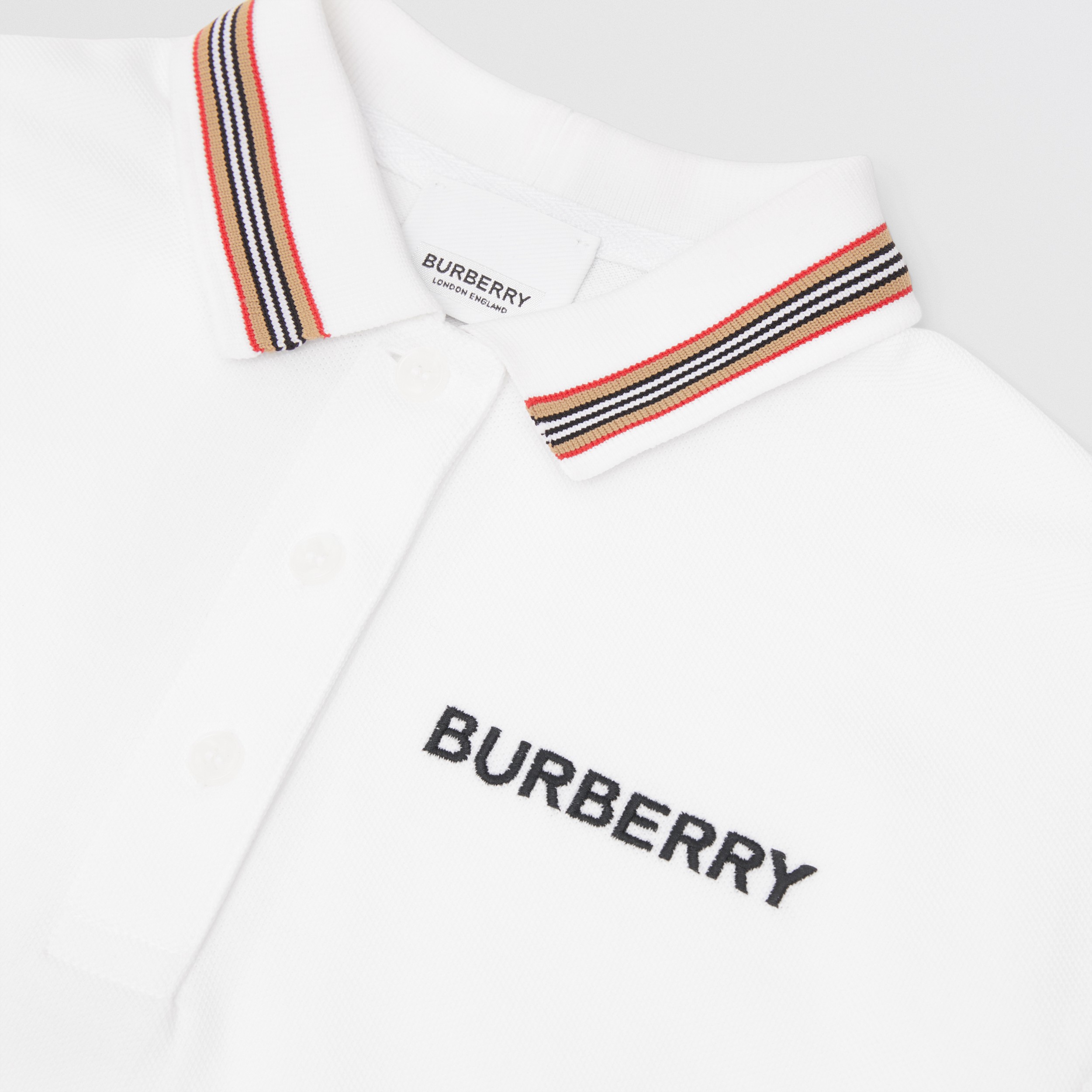 Icon Stripe Detail Cotton Piqué Polo Shirt in White | Burberry® Official - 2