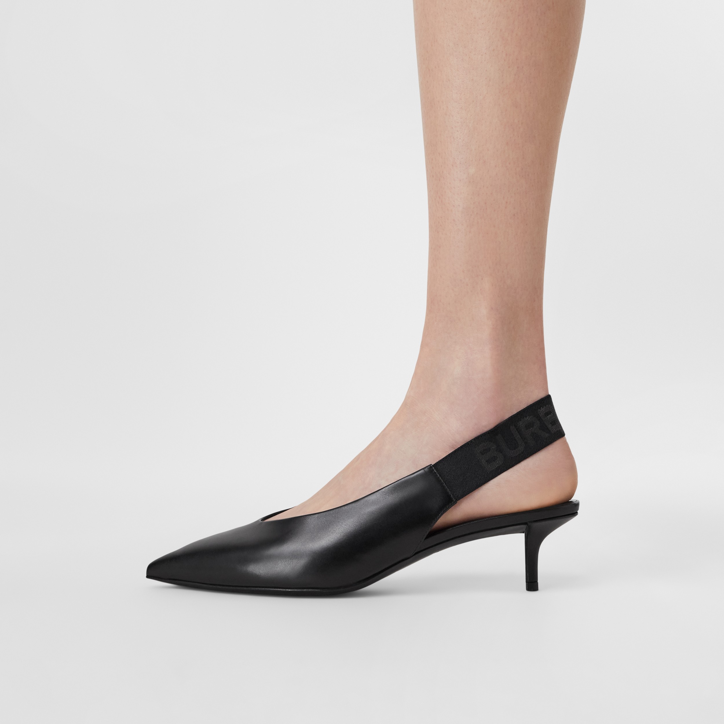Leather Slingback Pumps in Black - Women | Burberry® Official - 3