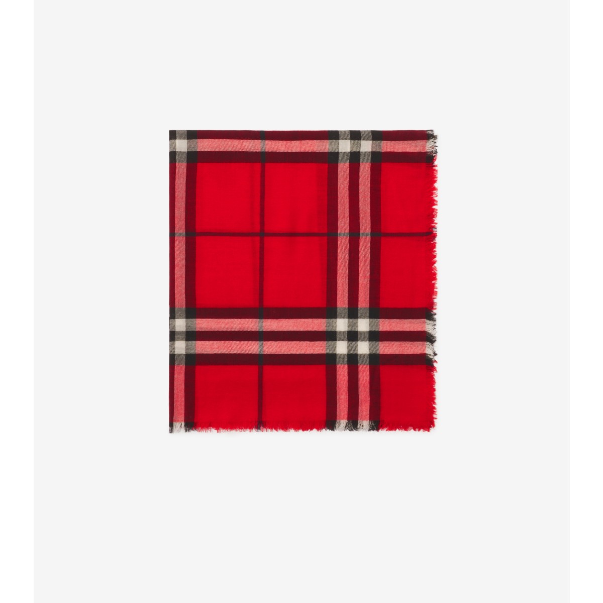 Burberry Wide Check Wool Scarf In Red