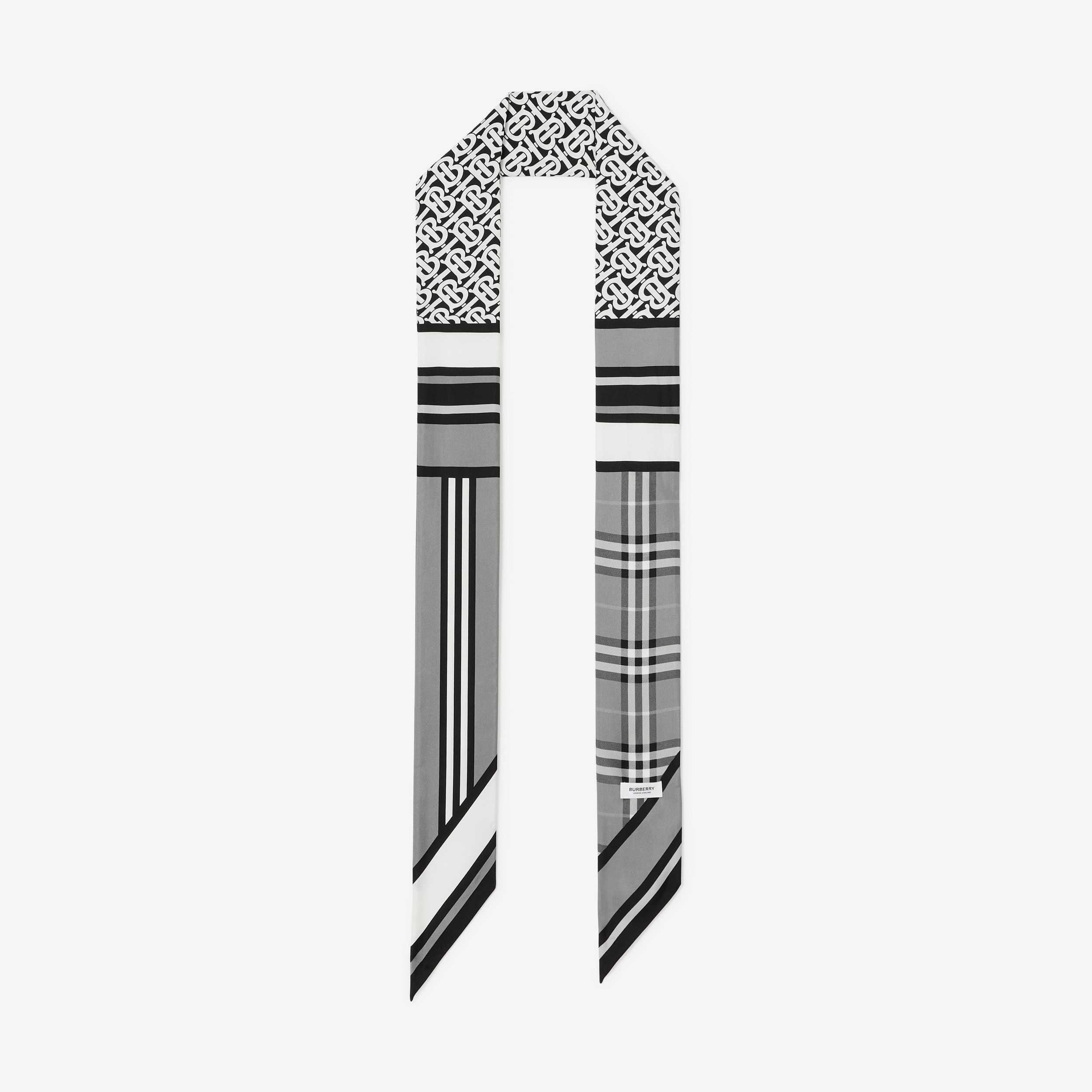 Sciarpa sottile in seta con stampa collage (Bianco E Nero) | Sito ufficiale Burberry® - 3