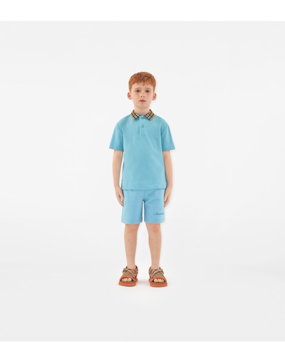 Check Collar Cotton Polo Shirt