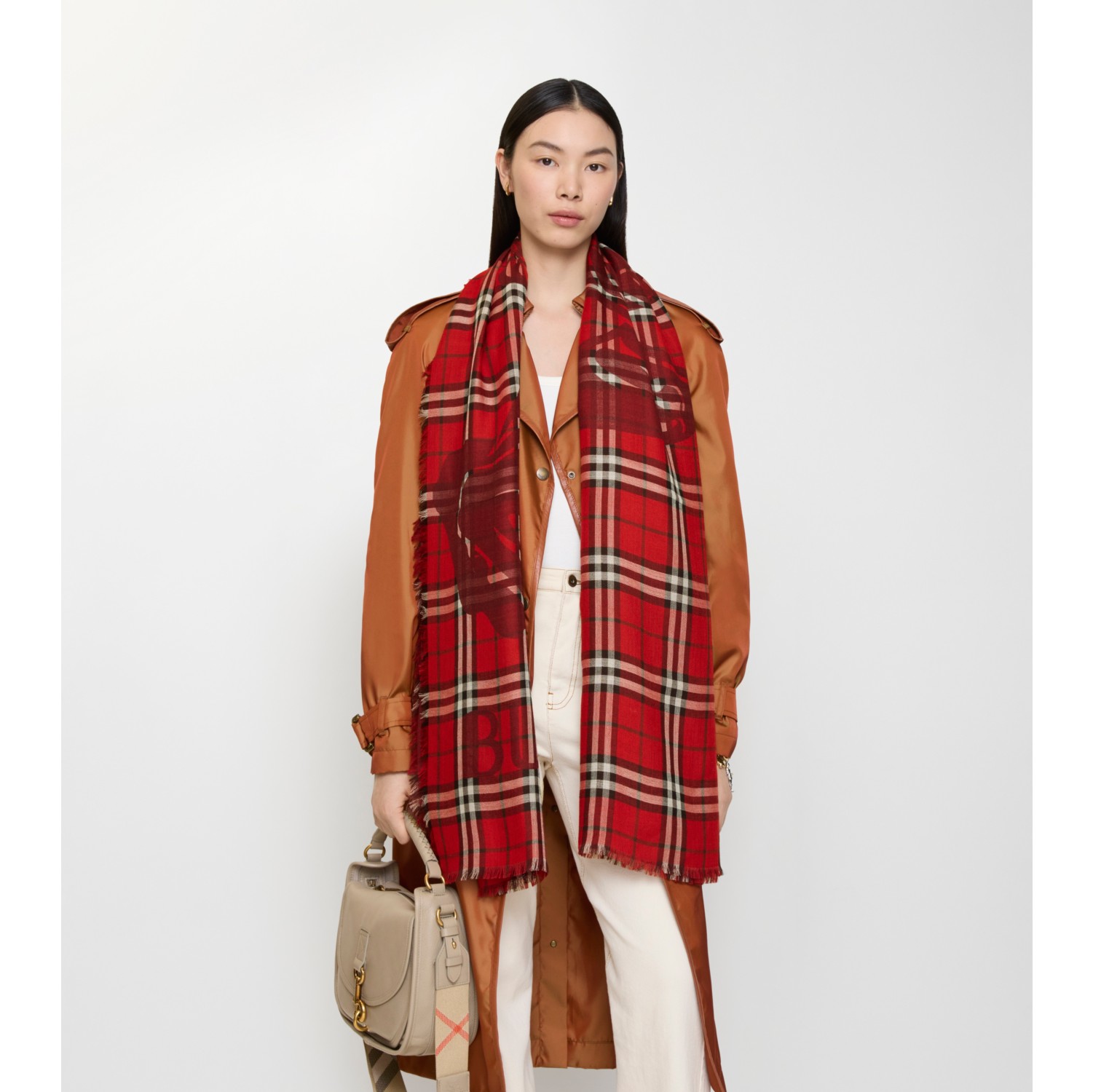 Wide EKD Check Wool Silk Scarf