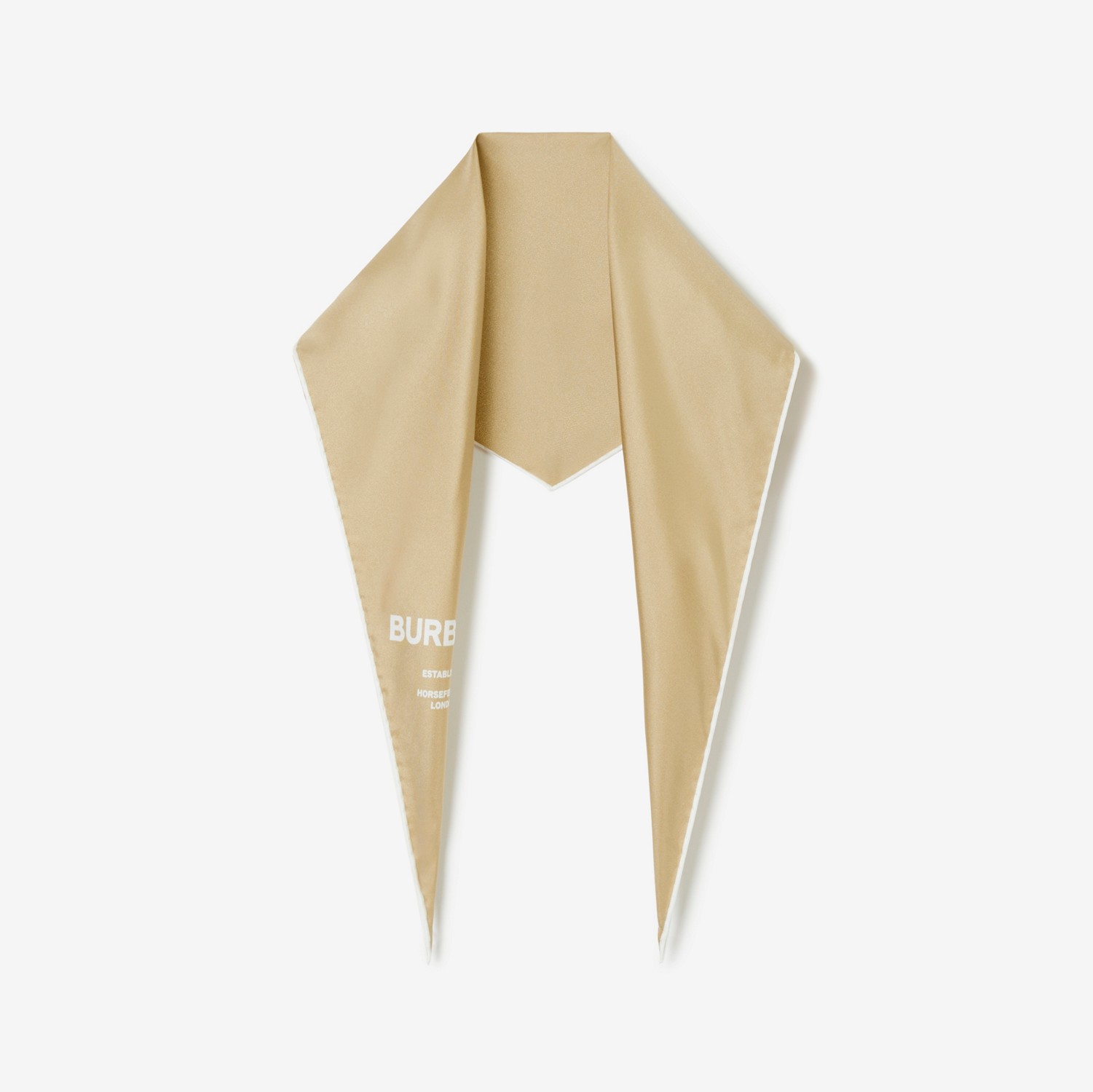 Horseferry Print Silk Diamond-shaped Scarf in Archive Beige | Burberry® Official