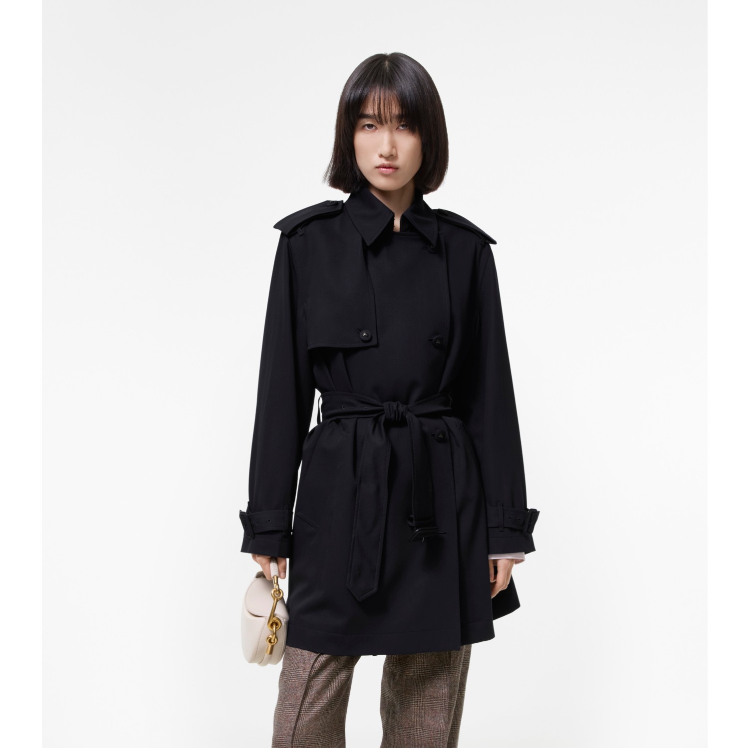 ショート ウール トレンチコート (ネイビー) - ウィメンズ | Burberry