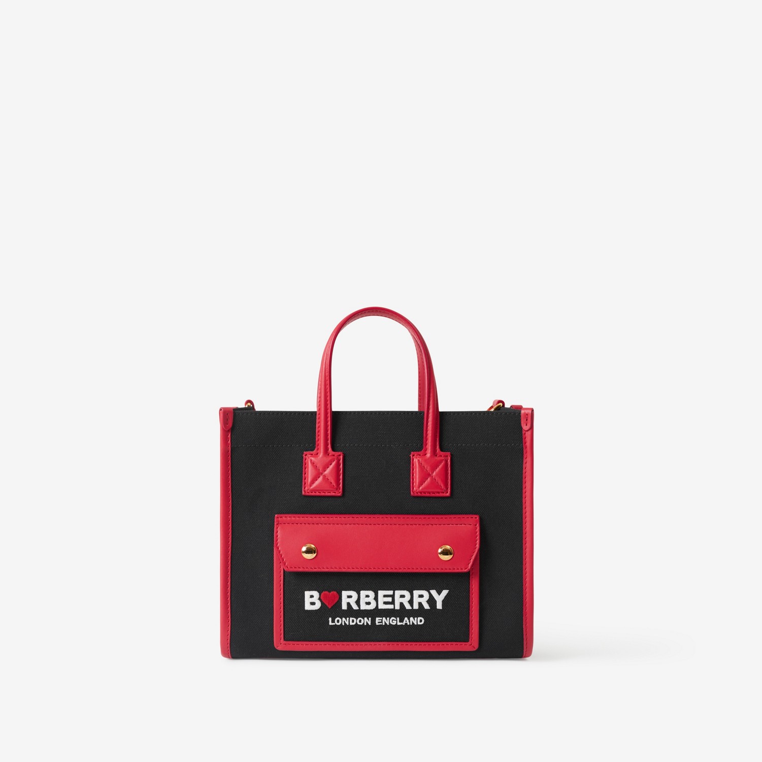 Bolsa tote Freya - Mini (Preto/vermelho) | Burberry® oficial
