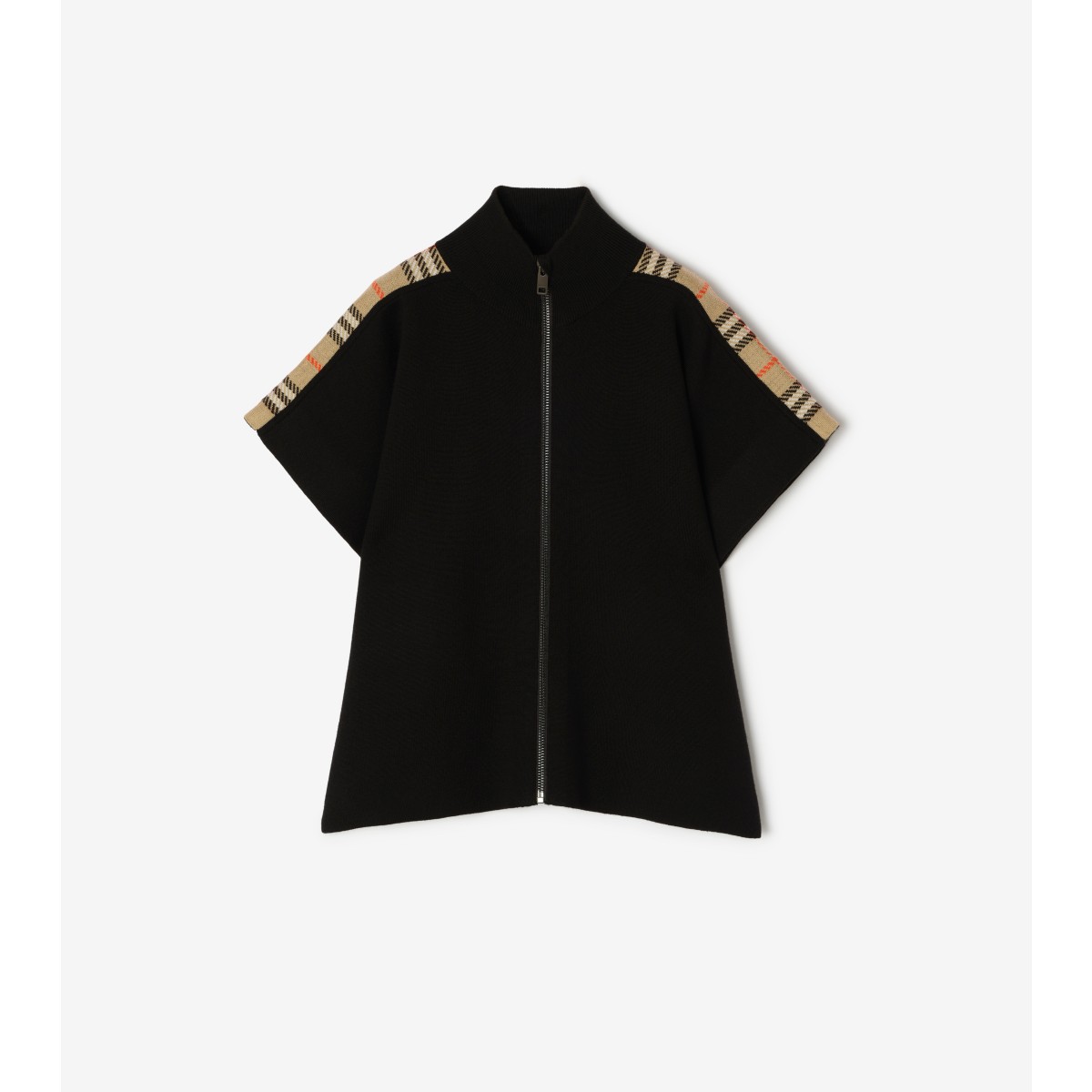  Check Trim Wool Cape