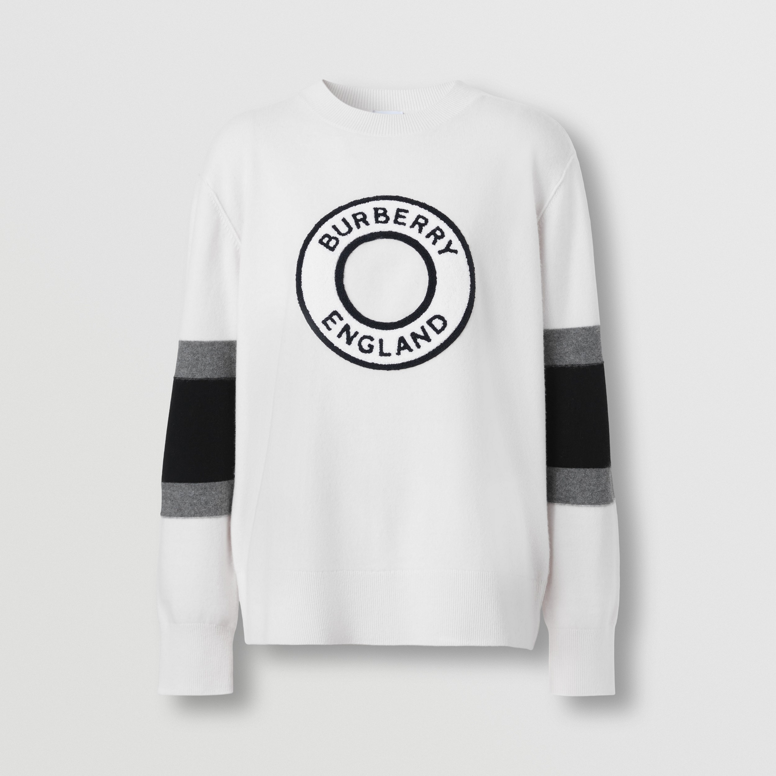 Suéter de lã e cashmere com logotipo gráfico (Branco Natural) - Mulheres | Burberry® oficial - 4