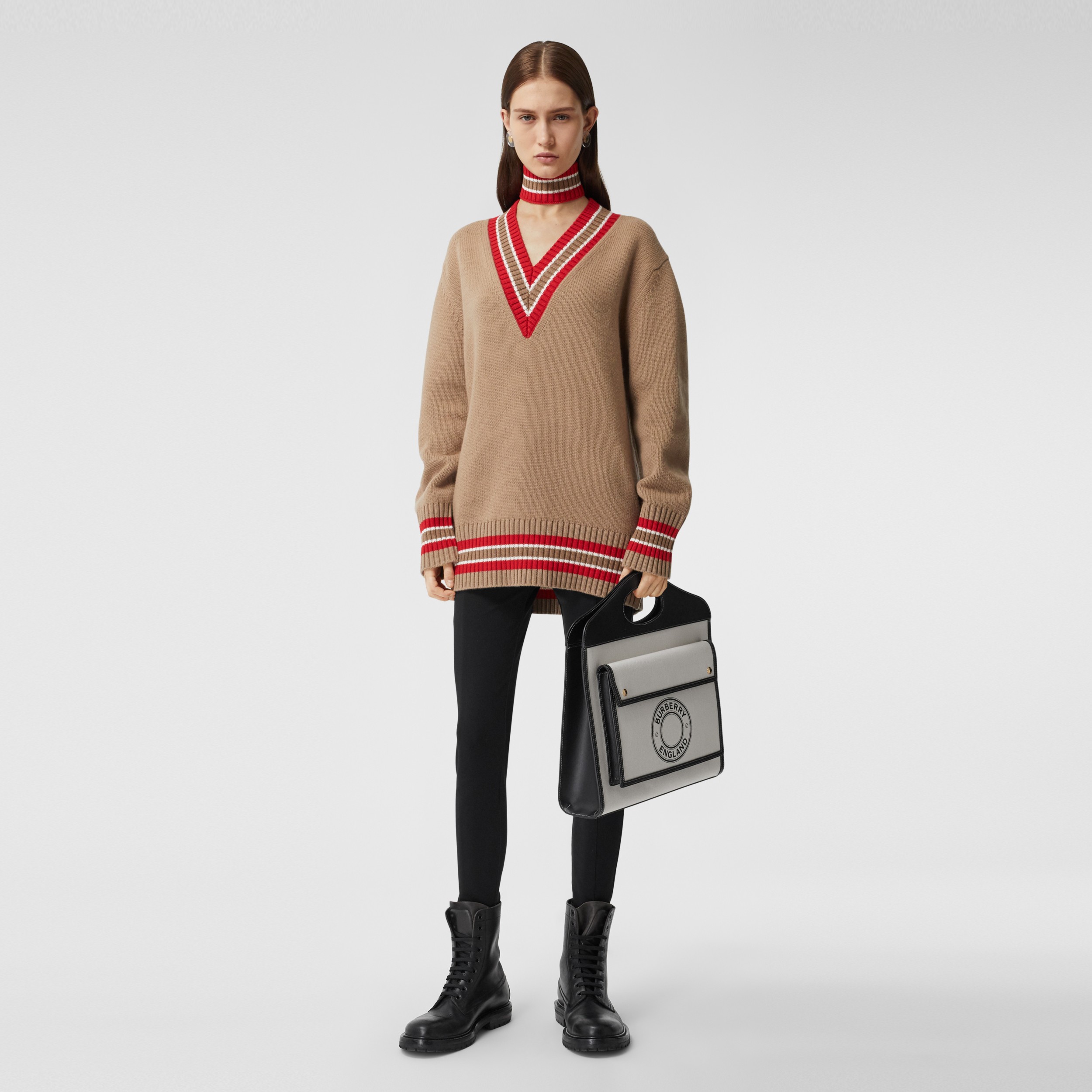 Wool Oversized Cricket Sweater in Camel - Women | Burberry United States