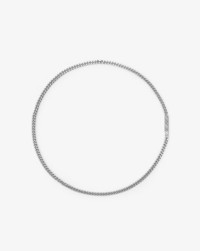 Engraved Check Chain Necklace in Silver