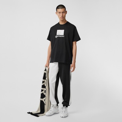 Montage Print Cotton Oversized T-shirt in Black - Men | Burberry United ...
