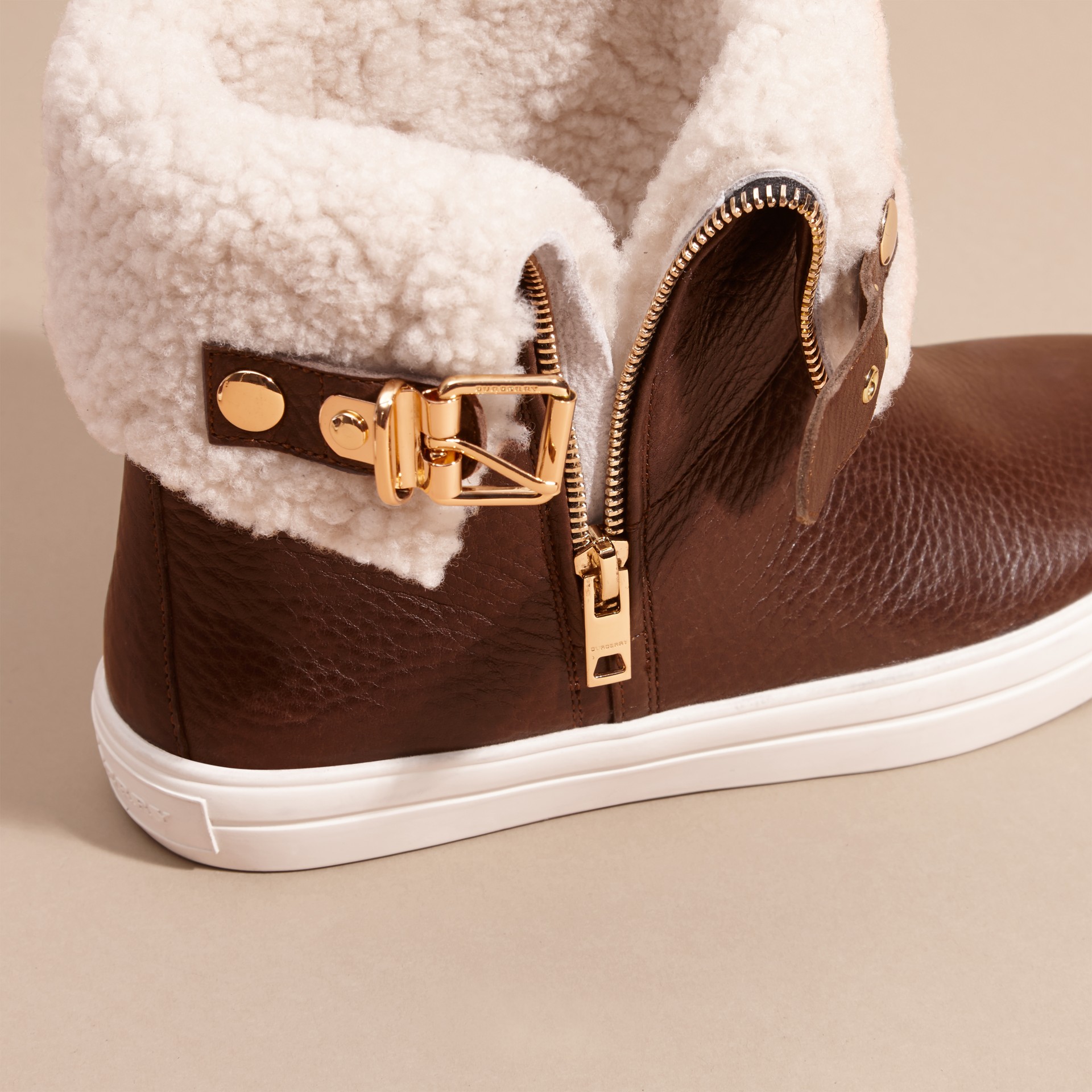 Shearling-lined Leather Ankle Boots | Burberry