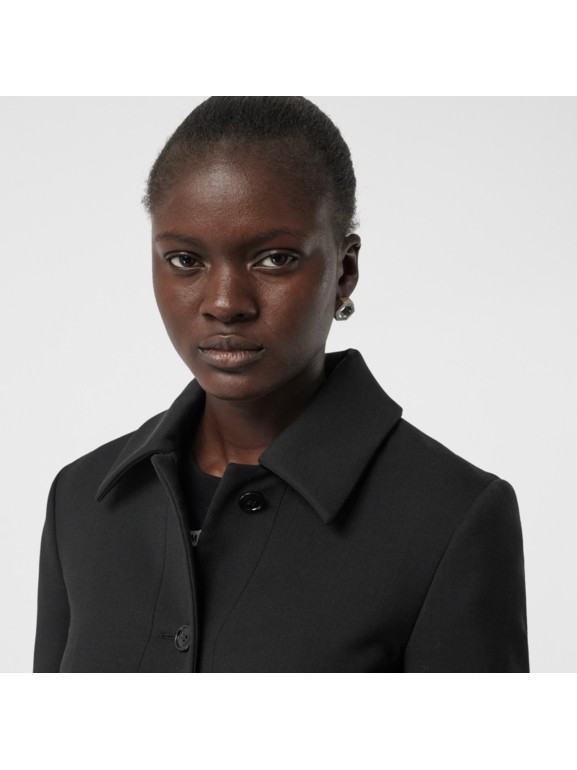 Wool Silk Tailored Coat in Black - Women | Burberry United States