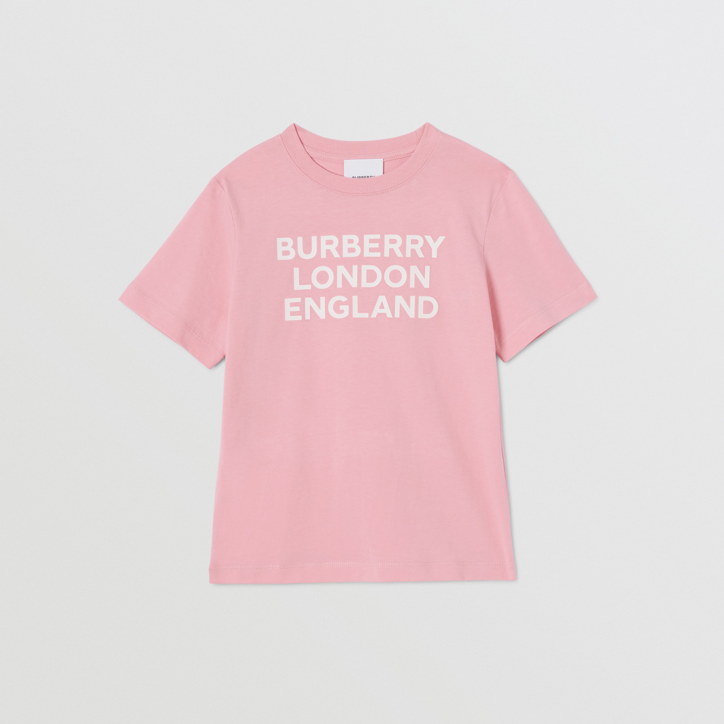 Logo Print Cotton T-shirt in Candy Pink | Burberry United States