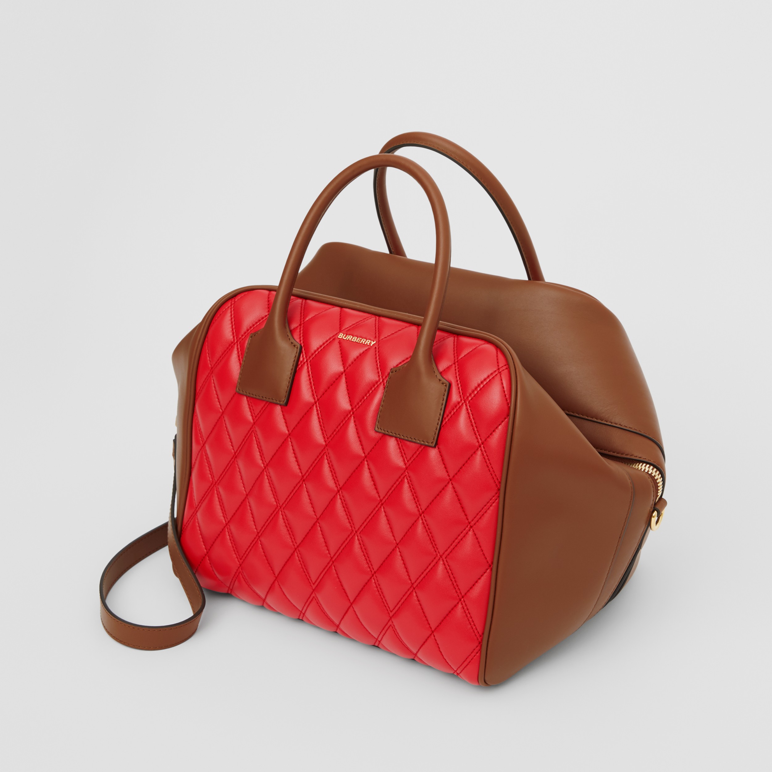 Medium Quilted Lambskin Cube Bag in Bright Red Women Burberry United States