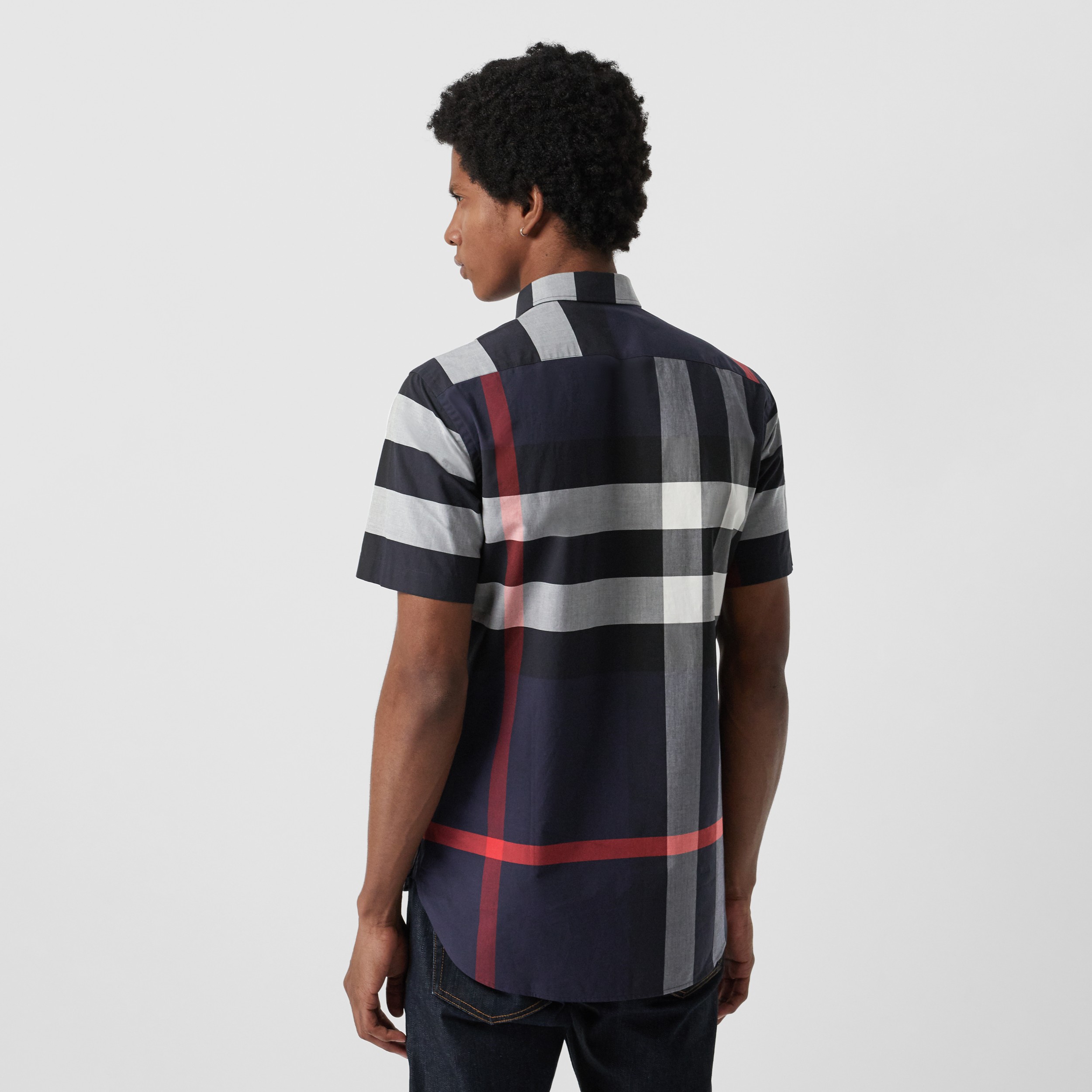 mens short sleeve check shirt