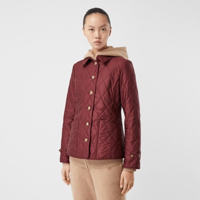 burberry quilted button trench jacket burgundy