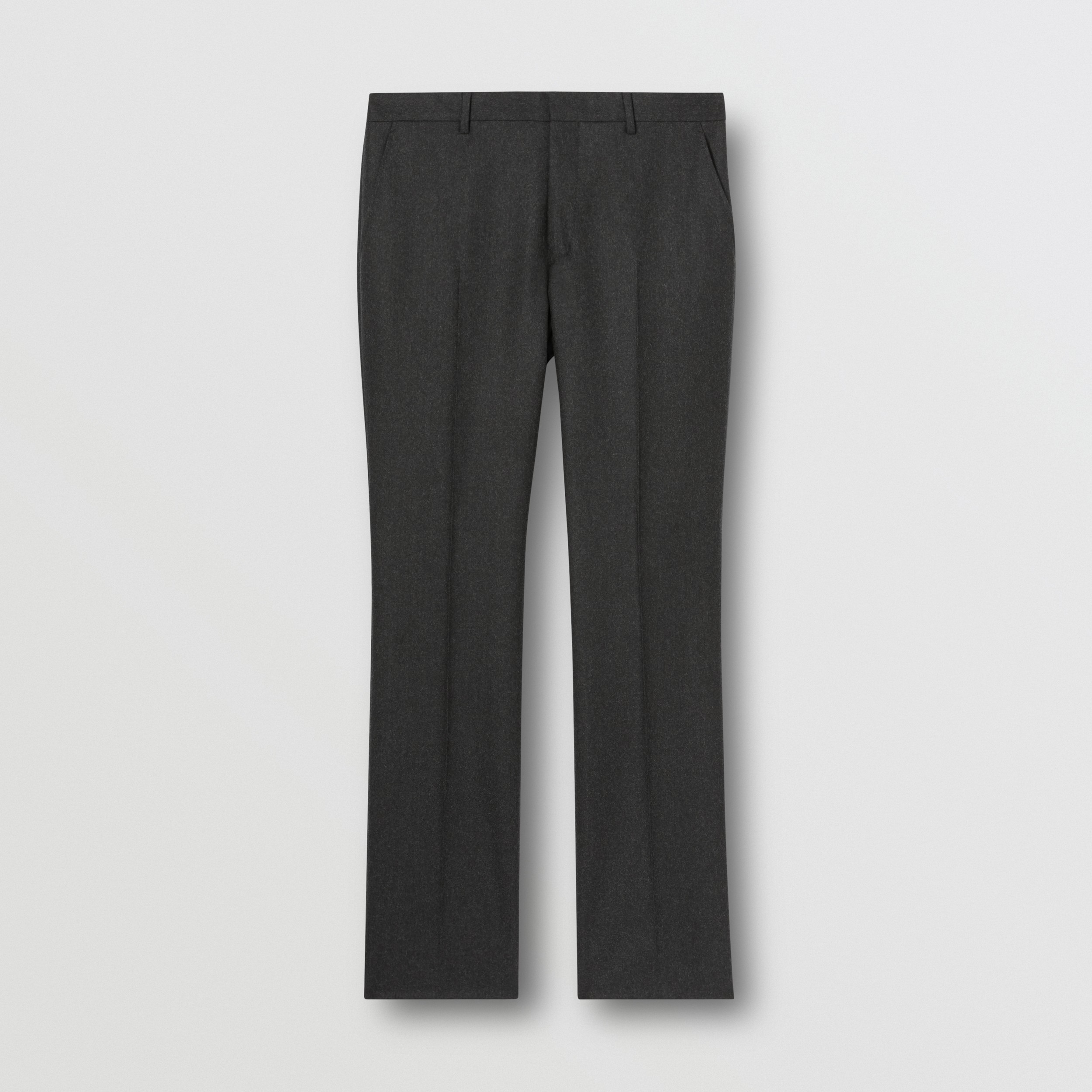 Classic Fit Wool Flannel Tailored Trousers in Charcoal - Men | Burberry