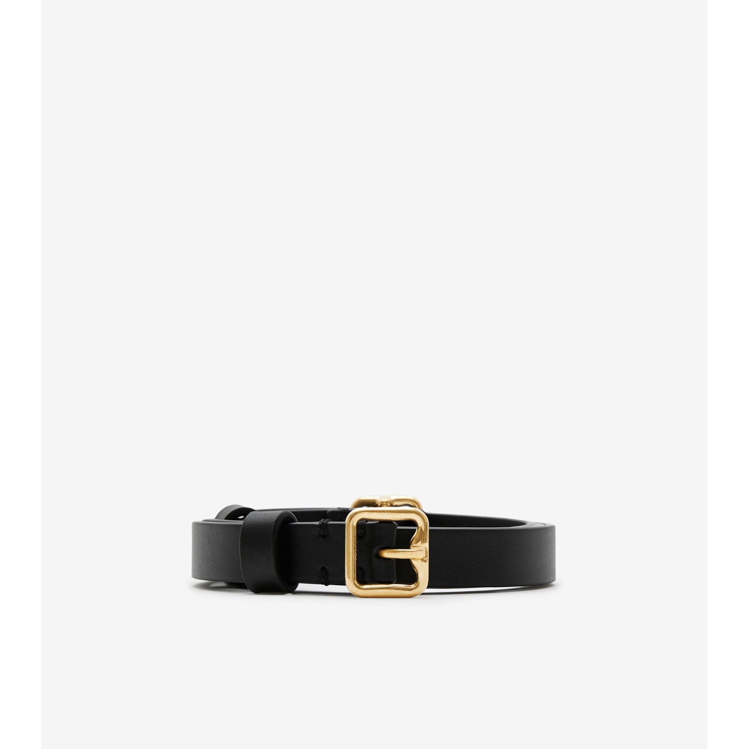 Burberry B-Buckle Leather Belt in Black/Gold